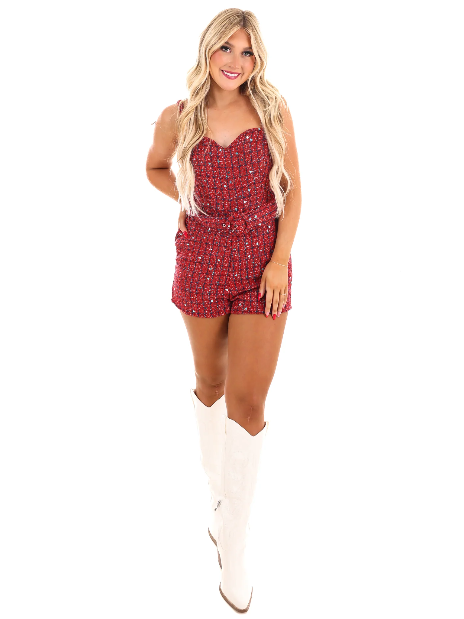 Love Me Anyway Sequin Tweed Romper - Image 10
