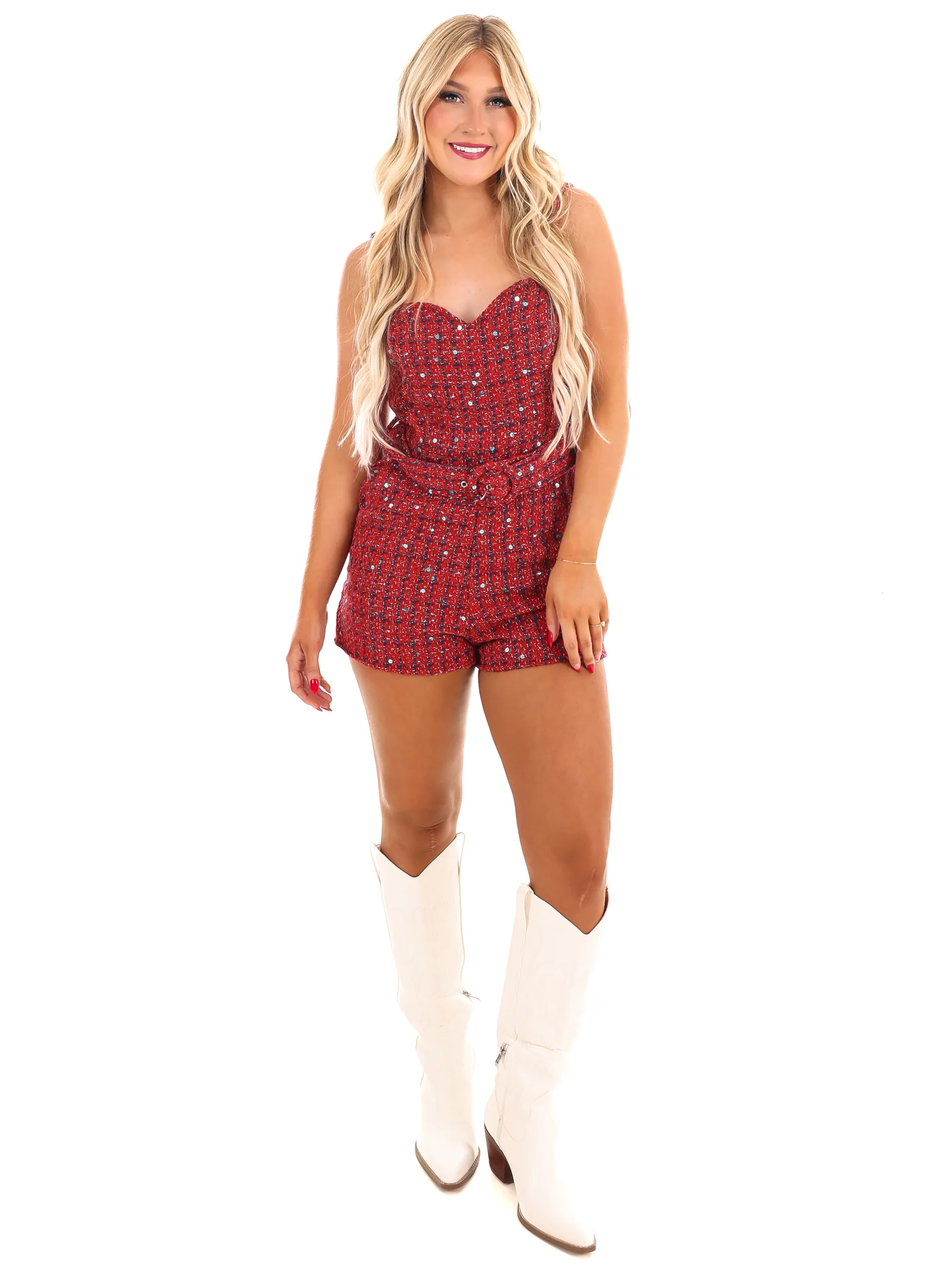 Love Me Anyway Sequin Tweed Romper - Image 14