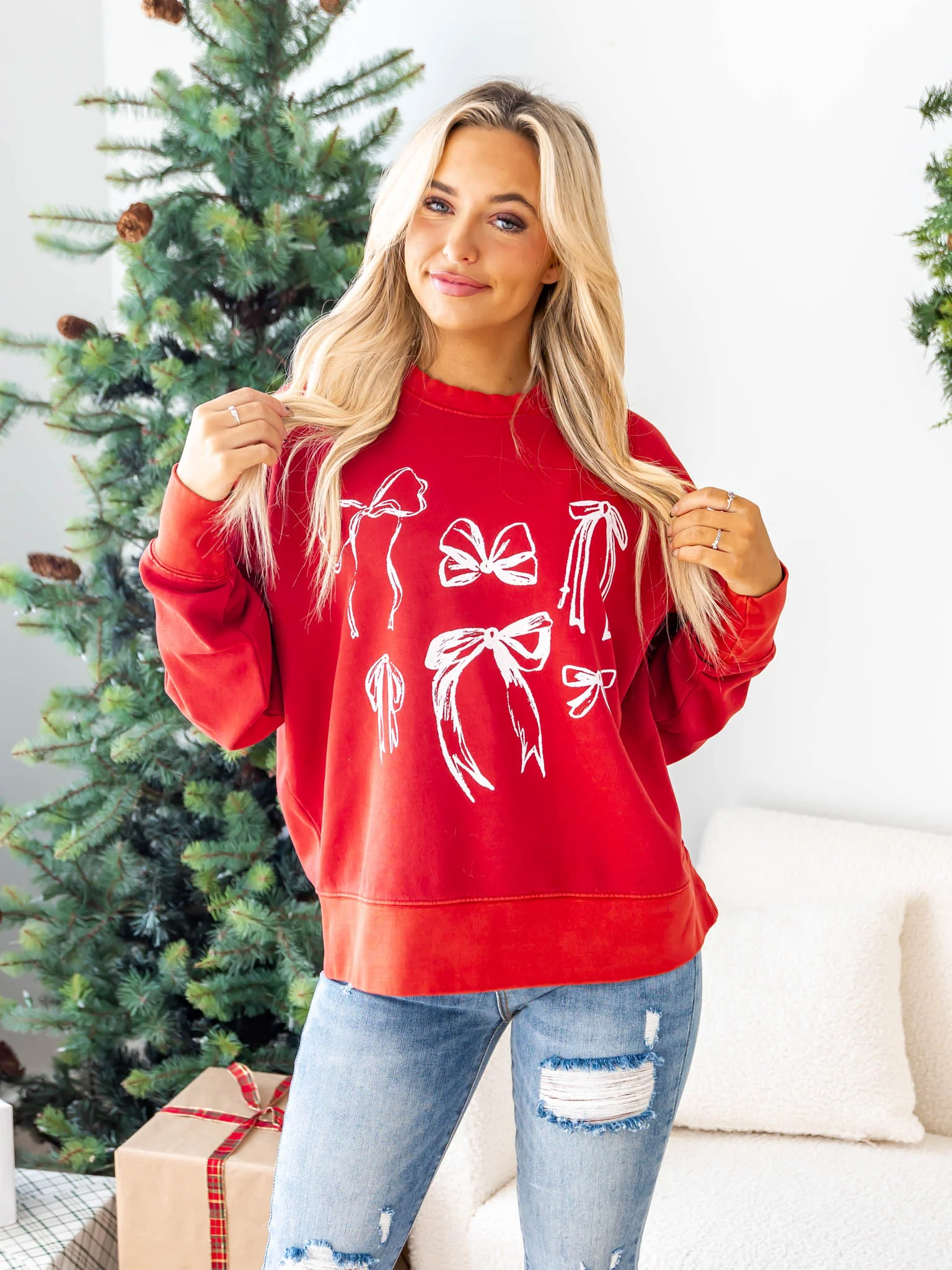 Love My Red Bows Oversized Sweatshirt - Image 5