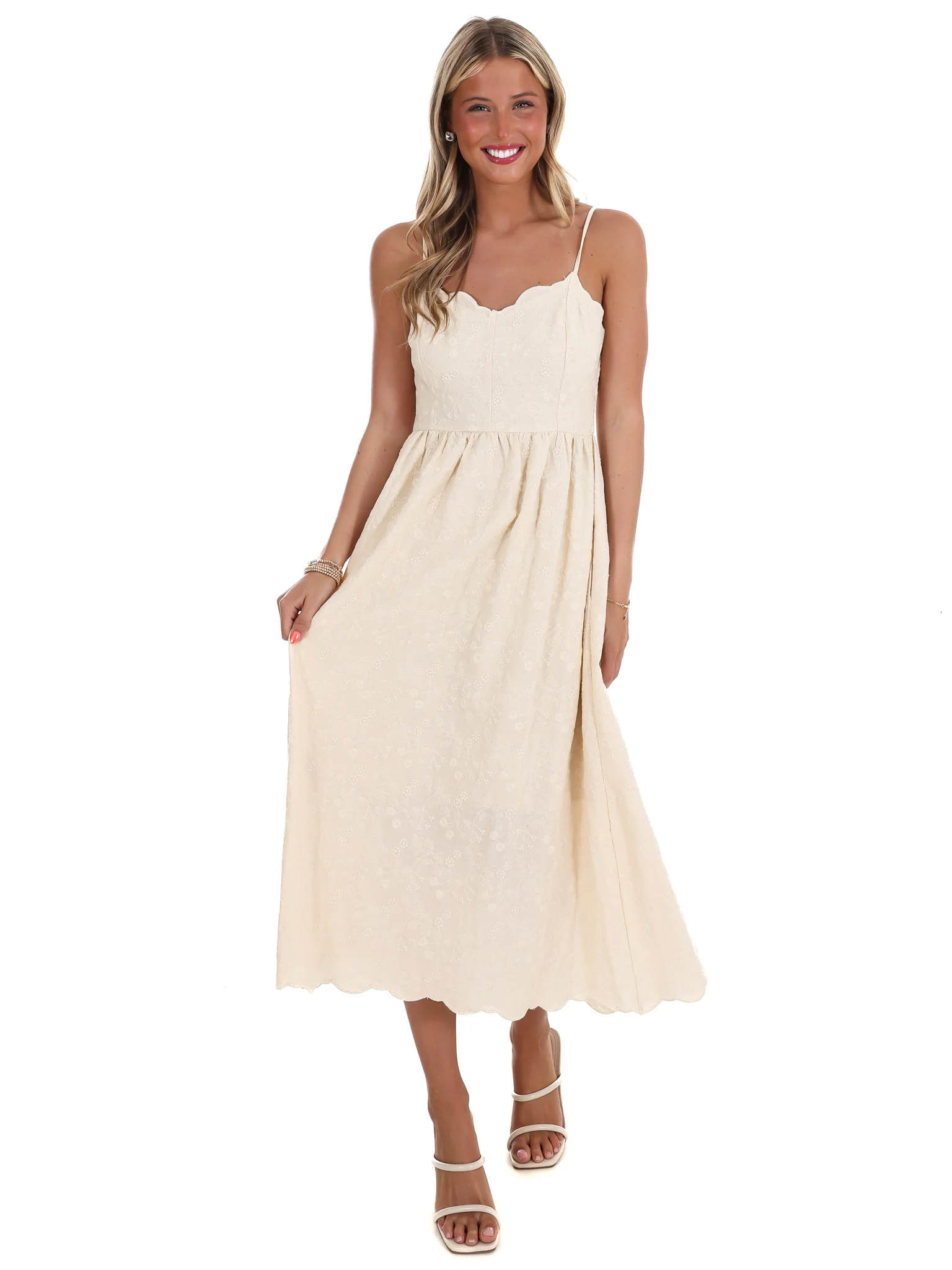 Love Over Fear Floral Embroidery Midi Dress