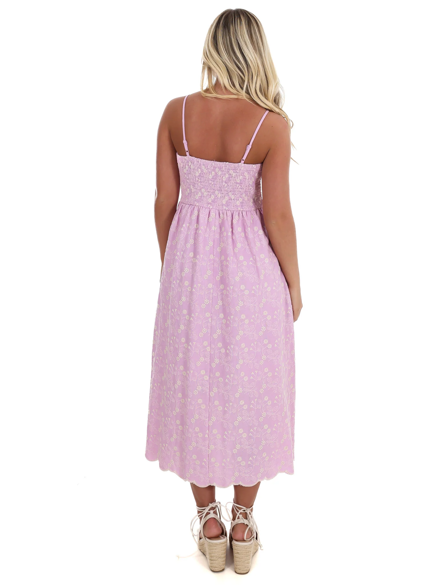 Love Over Fear Floral Embroidery Midi Dress - Image 14