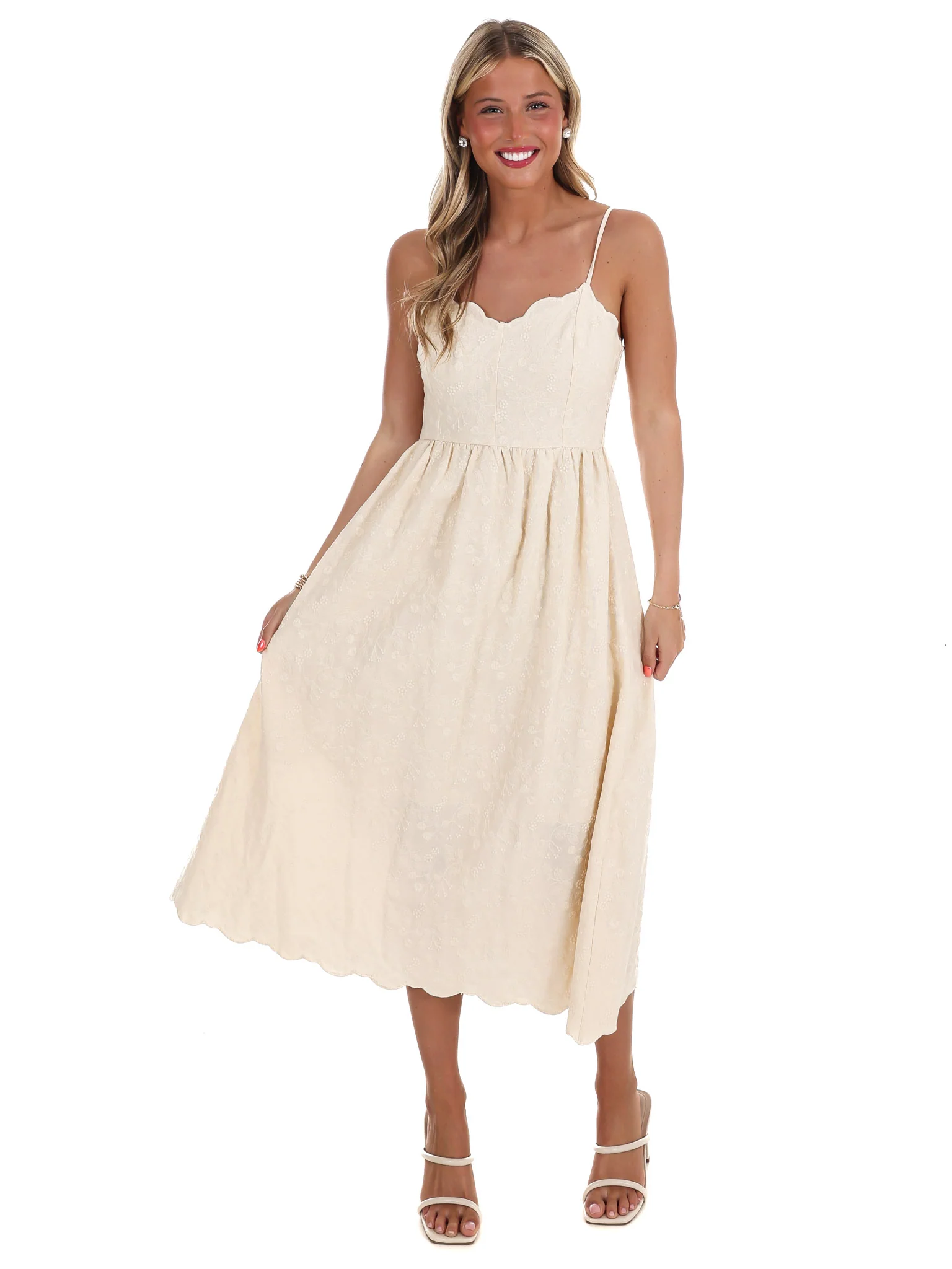 Love Over Fear Floral Embroidery Midi Dress - Image 2