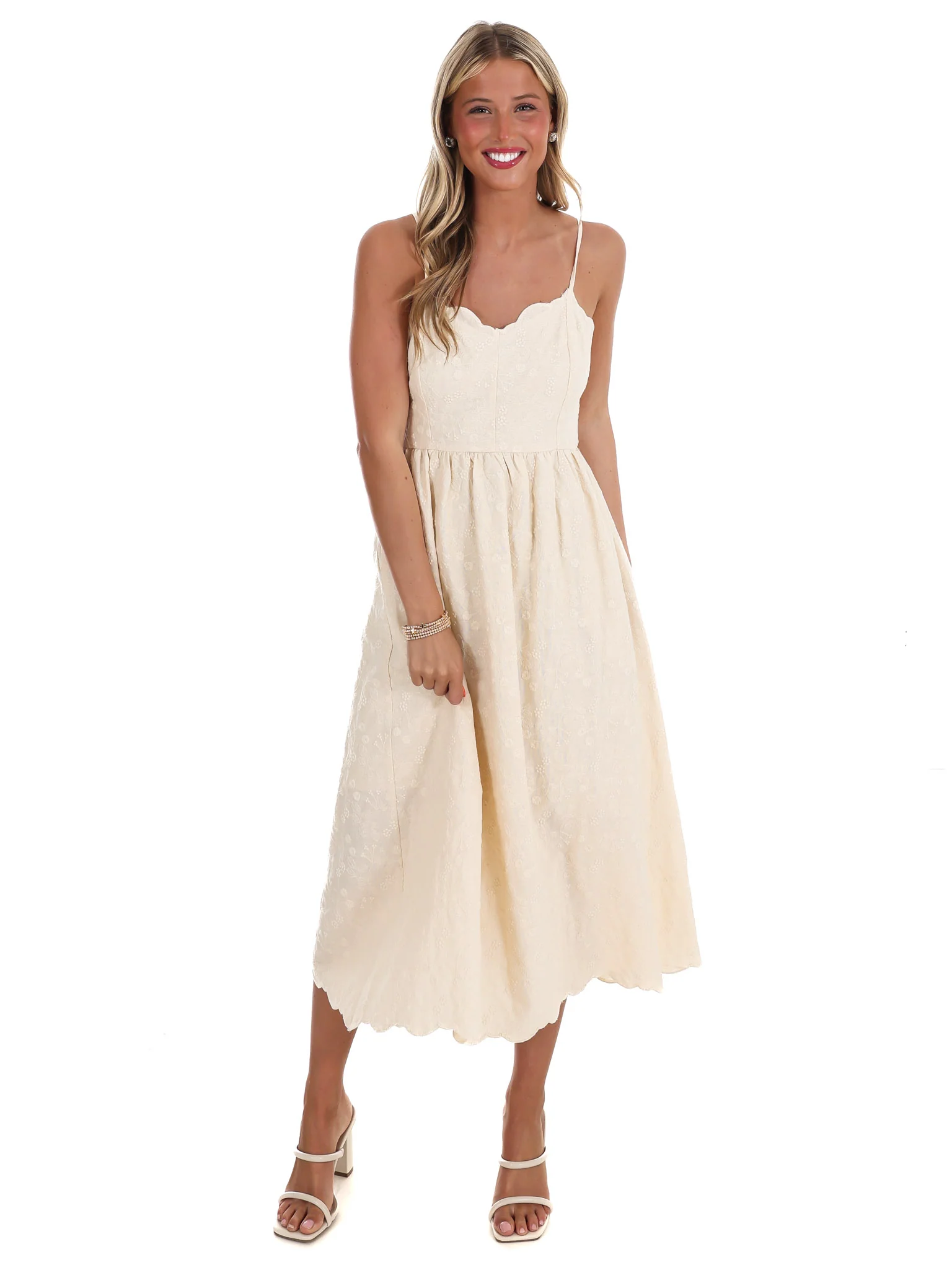 Love Over Fear Floral Embroidery Midi Dress - Image 3
