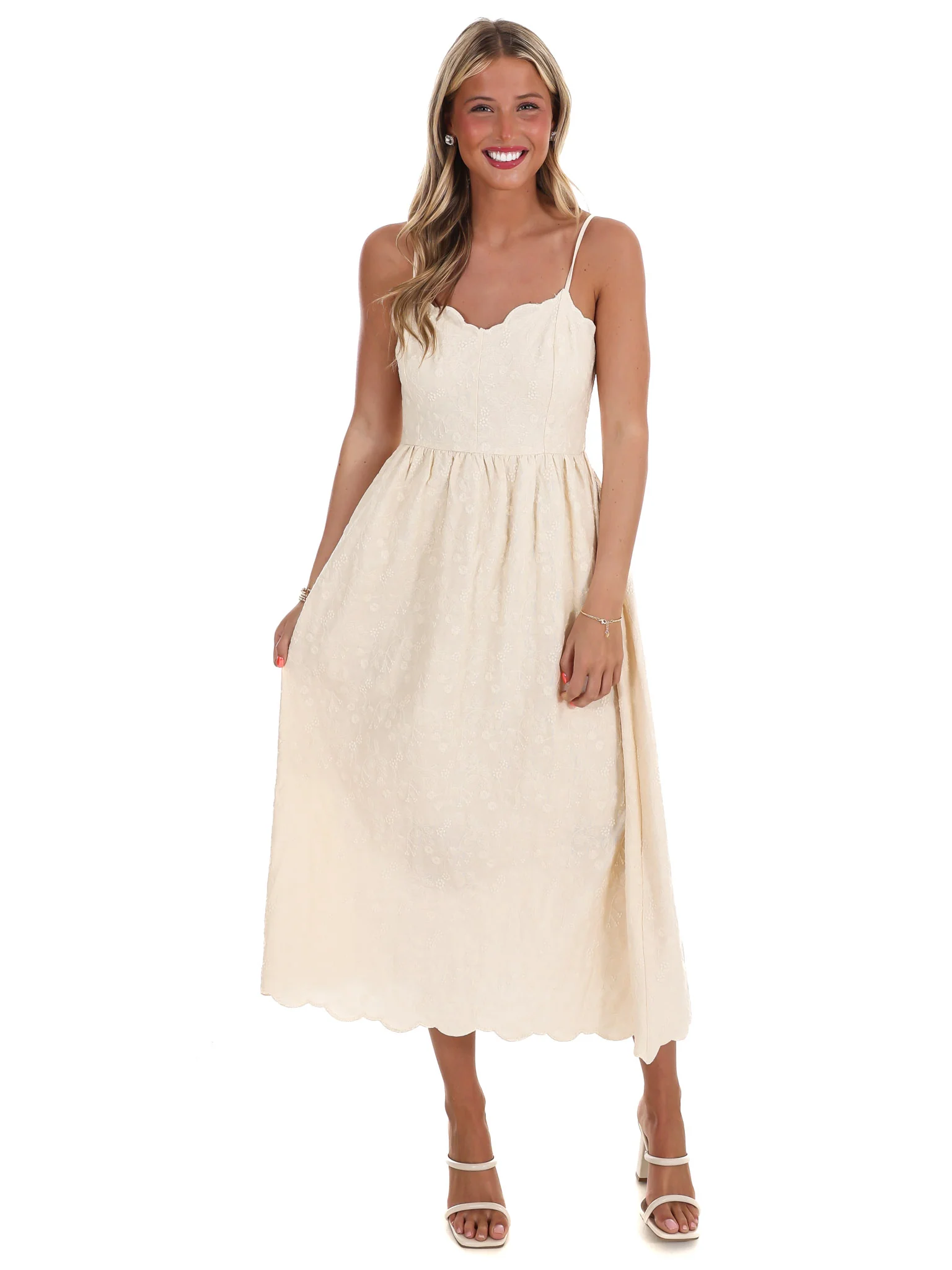 Love Over Fear Floral Embroidery Midi Dress - Image 4
