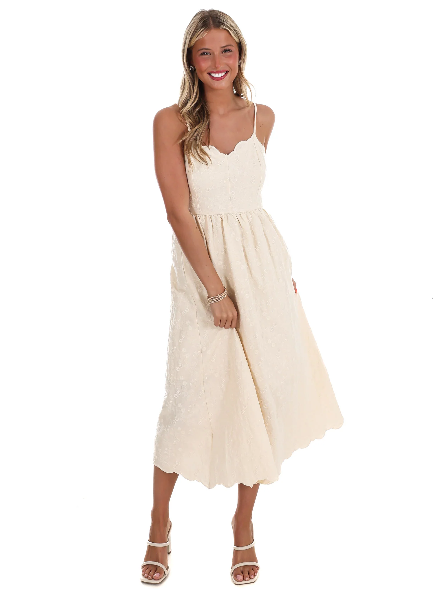 Love Over Fear Floral Embroidery Midi Dress - Image 5