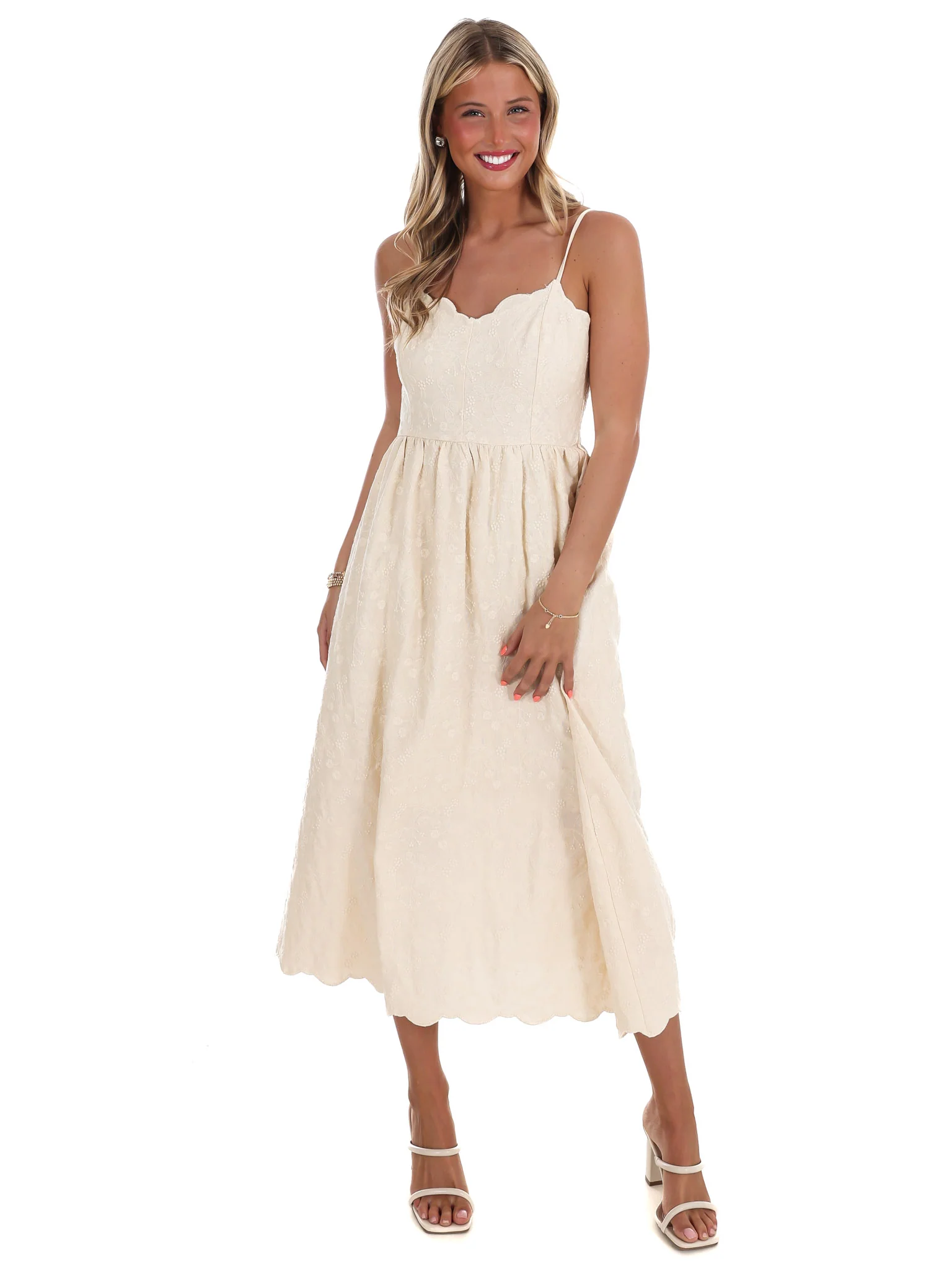 Love Over Fear Floral Embroidery Midi Dress - Image 6