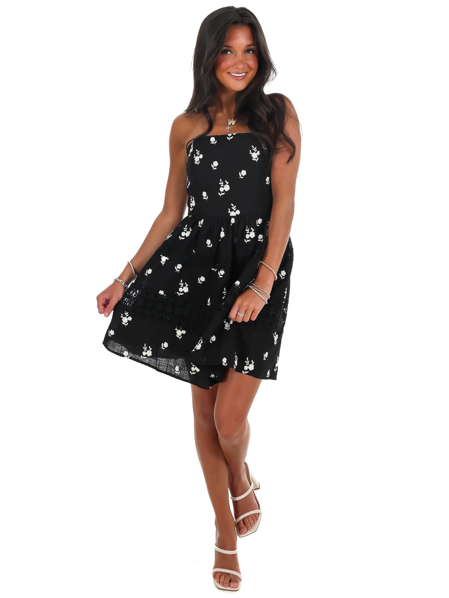 Lovelace Embroidered Mini Dress - Image 7