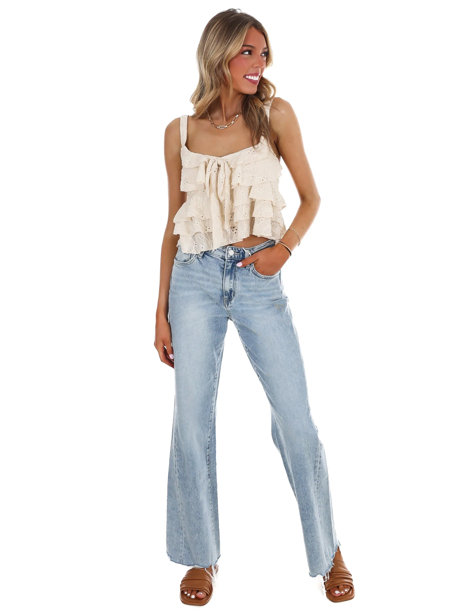 Lovely Darling Eyelet Ruffle Tank Top - Image 4