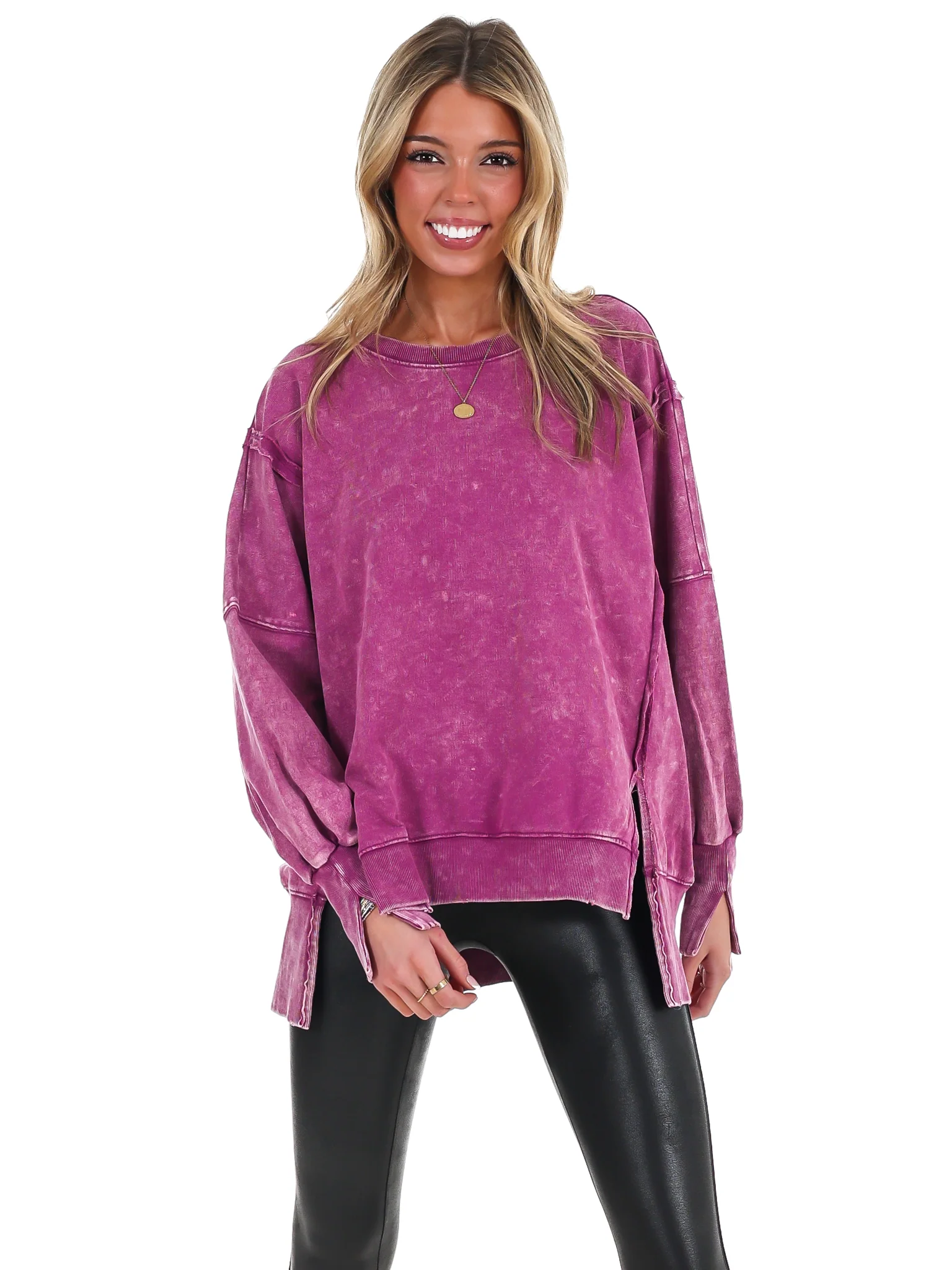 Lovely Life Acid Wash Sweatshirt - Image 3