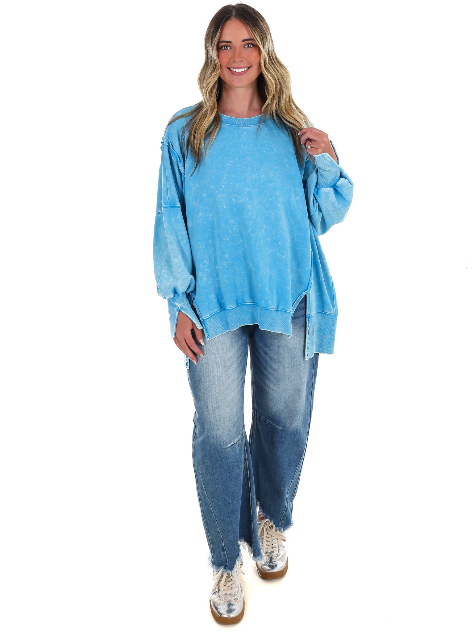 Lovely Life Acid Wash Sweatshirt - Image 36