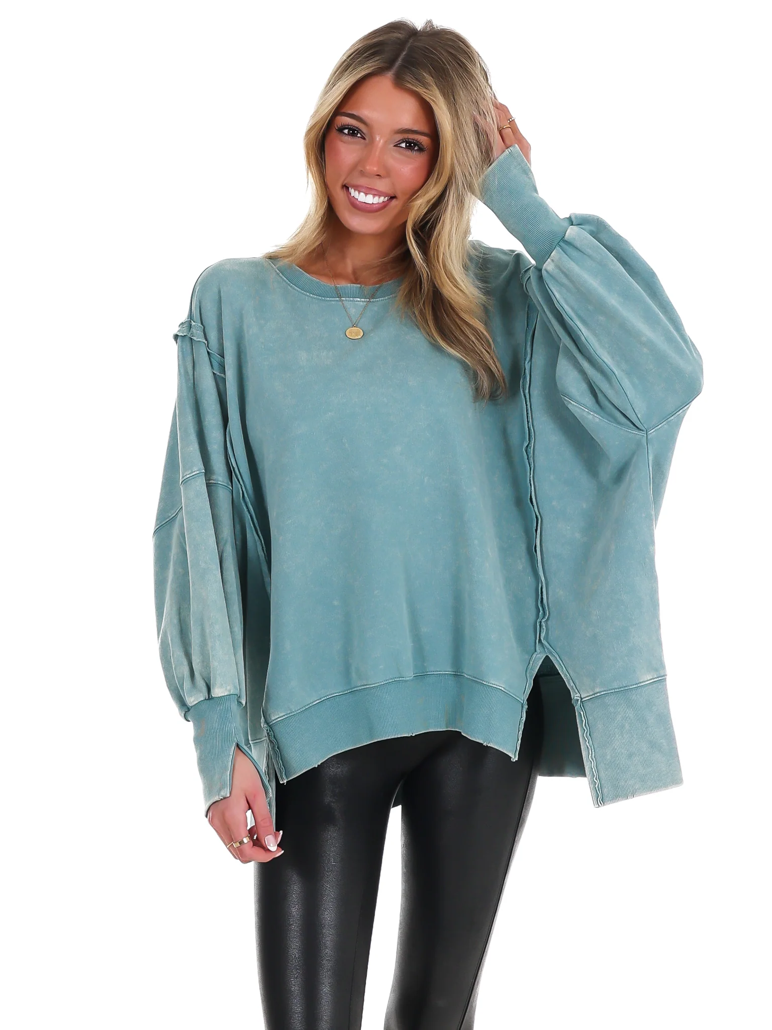 Lovely Life Acid Wash Sweatshirt - Image 54