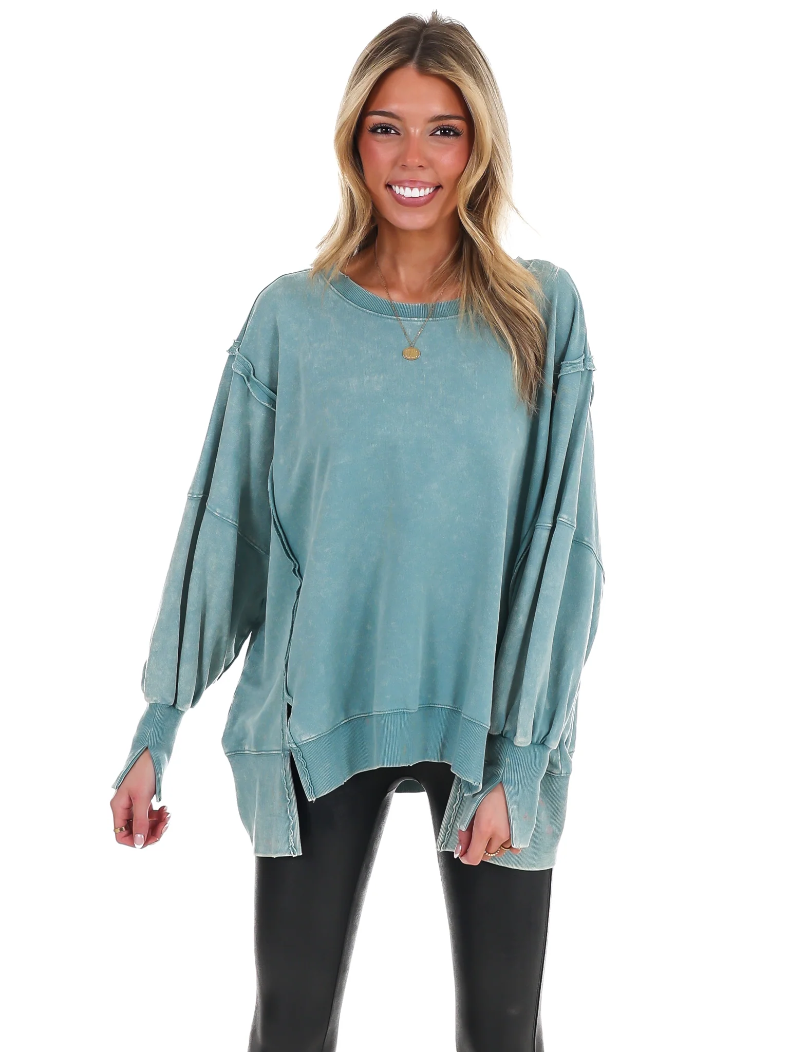 Lovely Life Acid Wash Sweatshirt - Image 56