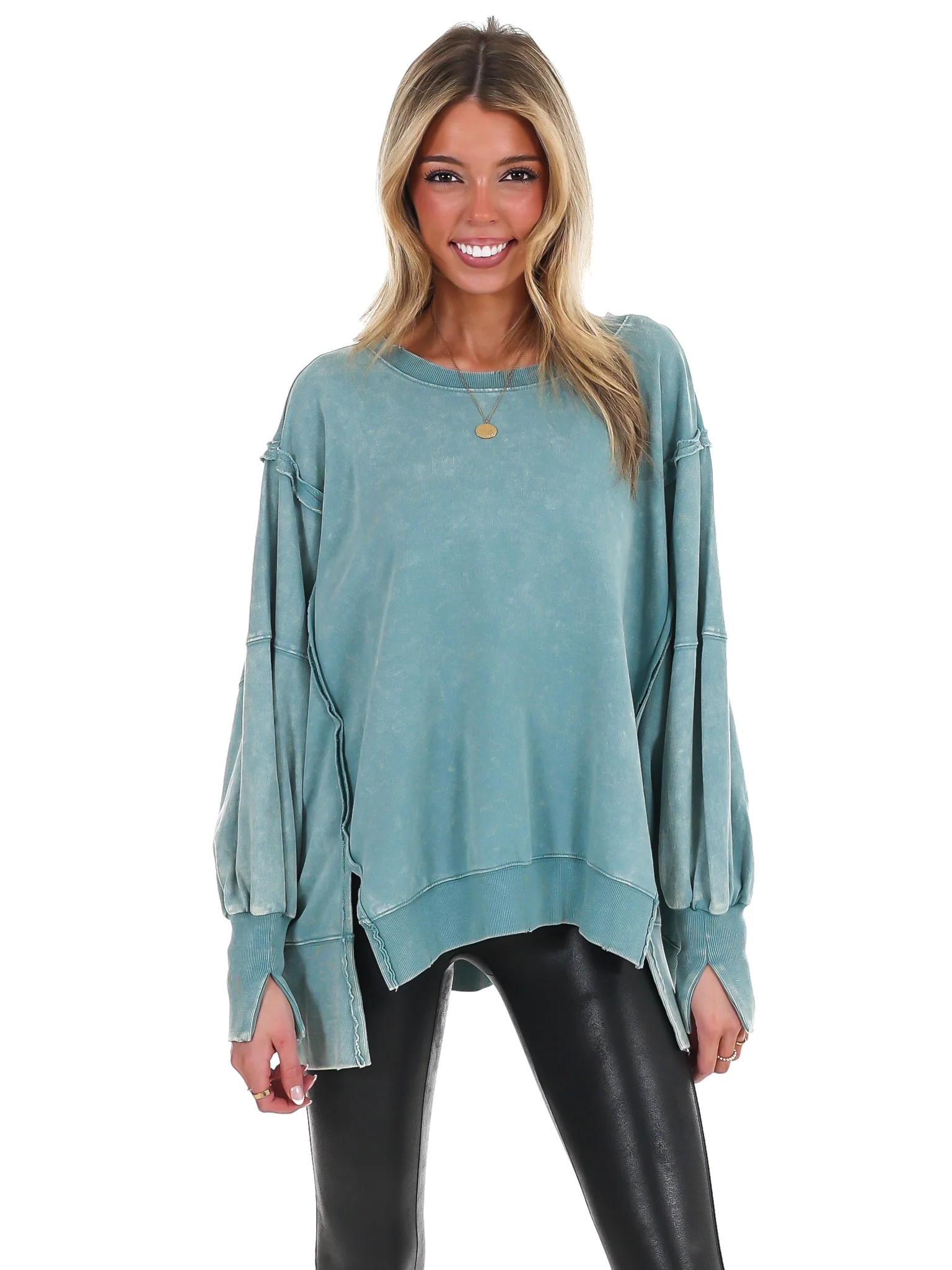 Lovely Life Acid Wash Sweatshirt - Image 58