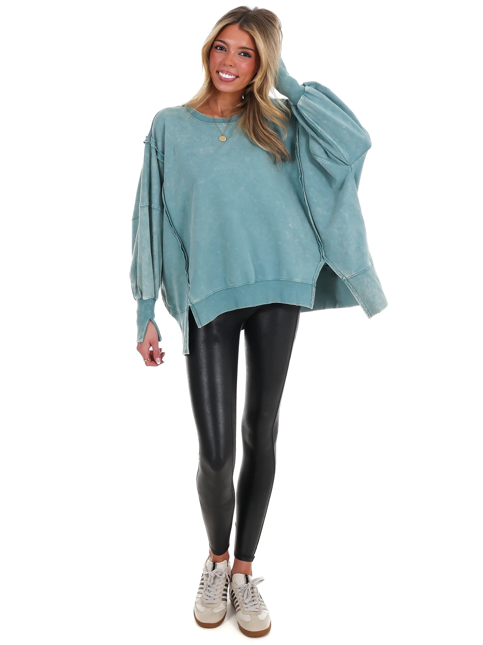 Lovely Life Acid Wash Sweatshirt - Image 59