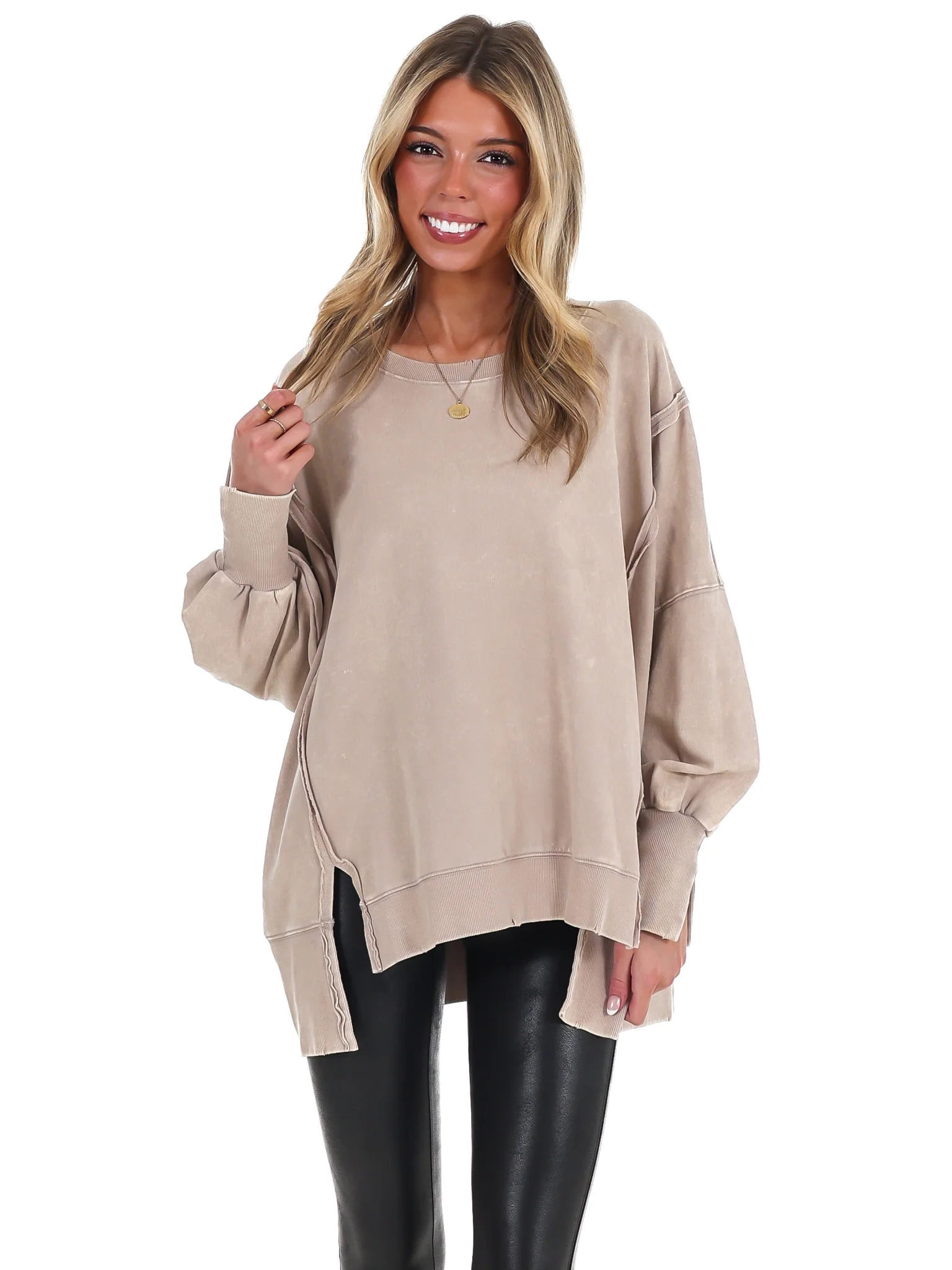 Lovely Life Acid Wash Sweatshirt - Image 66