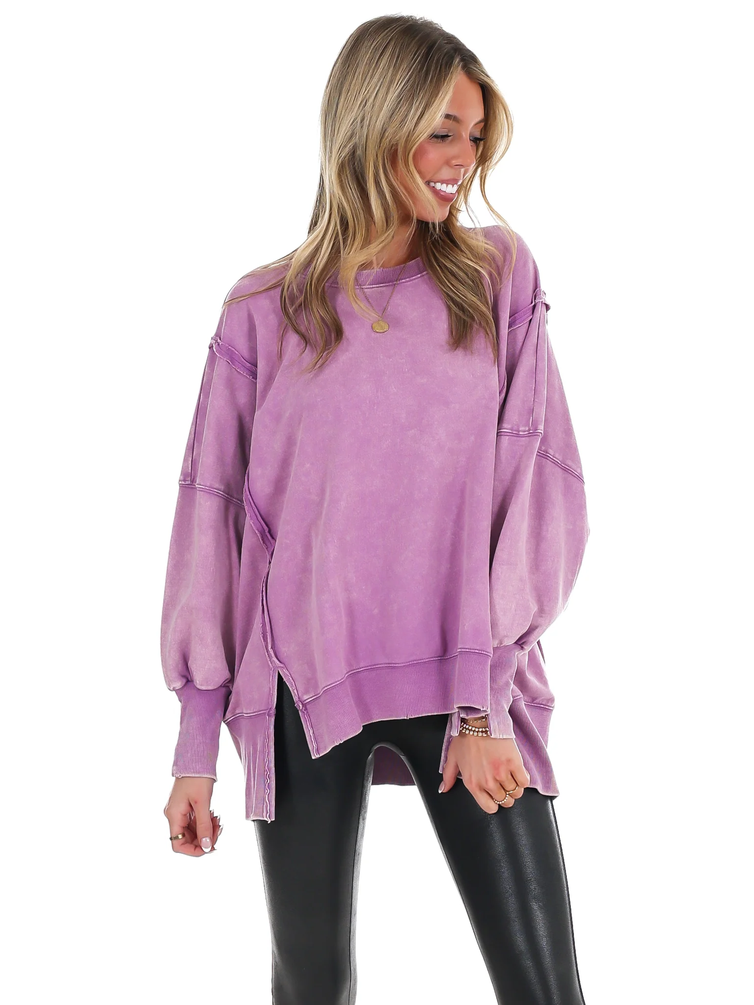 Lovely Life Acid Wash Sweatshirt - Image 70