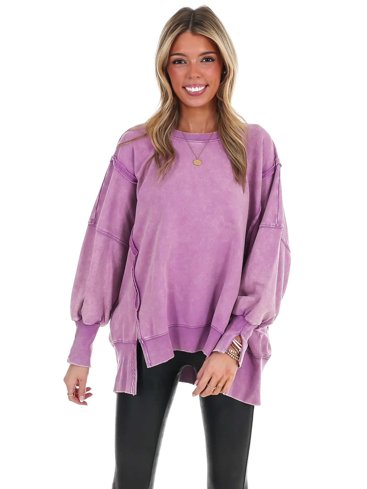 Lovely Life Acid Wash Sweatshirt - Image 72