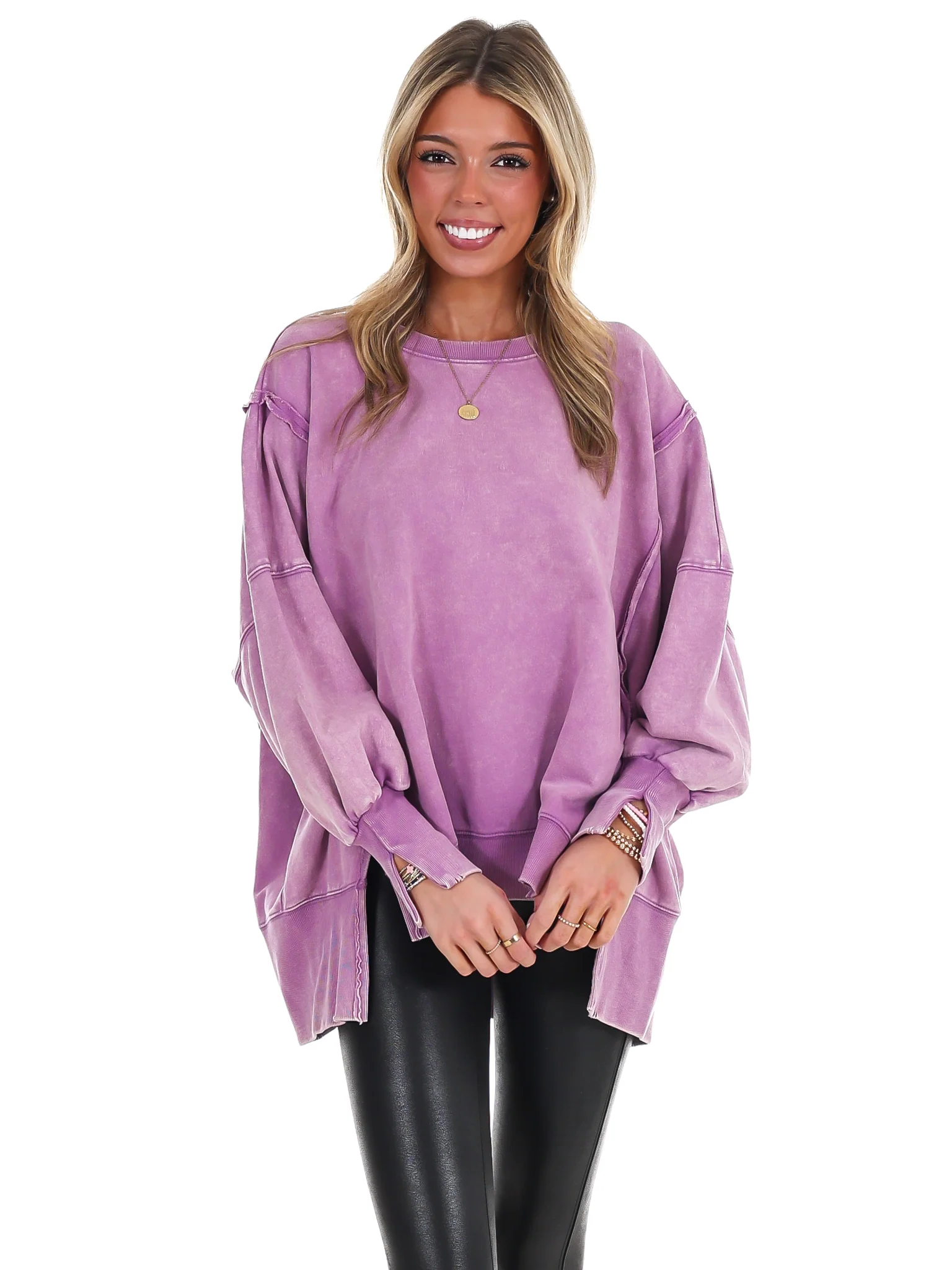 Lovely Life Acid Wash Sweatshirt - Image 74