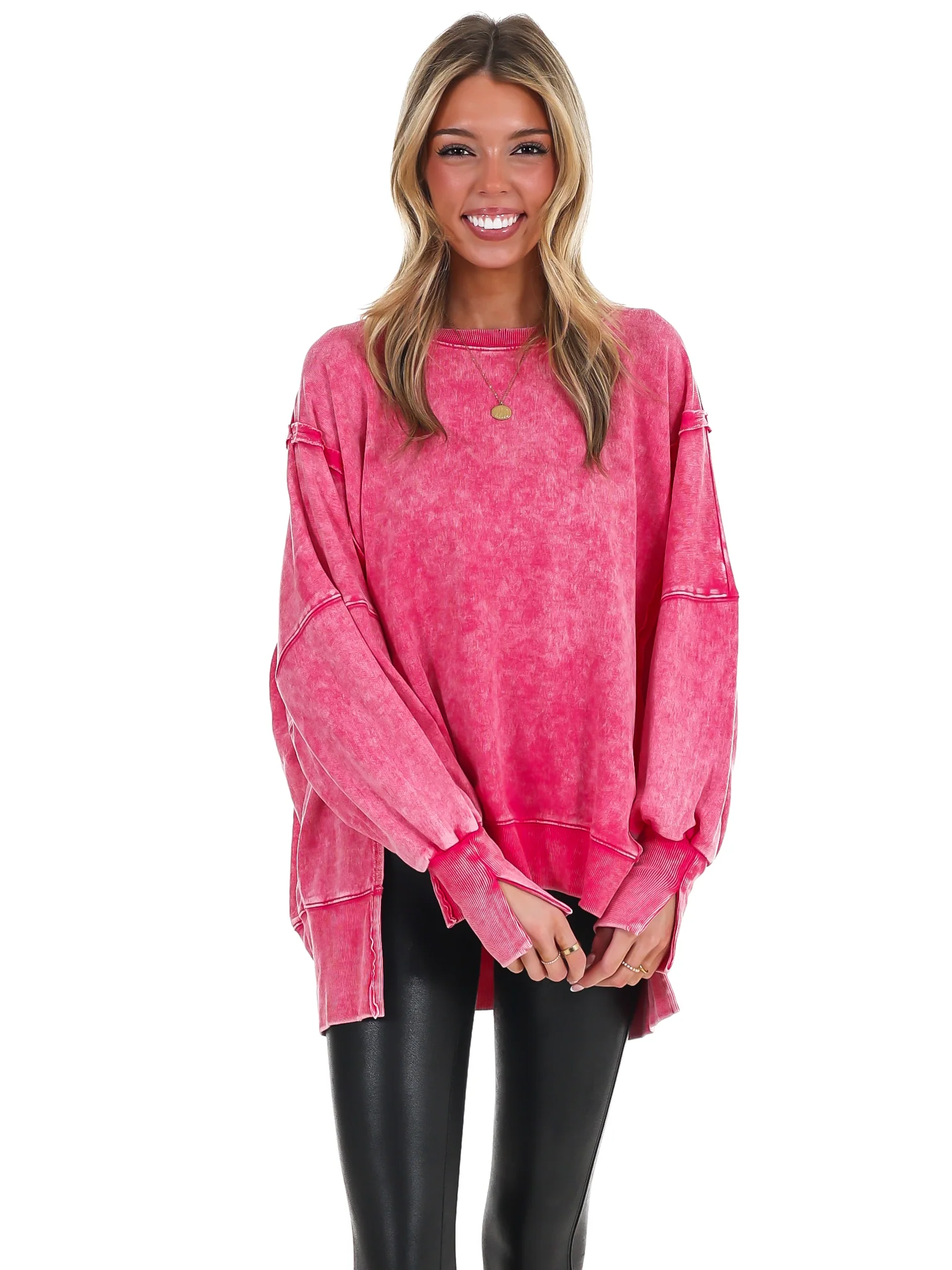 Lovely Life Acid Wash Sweatshirt - Image 78