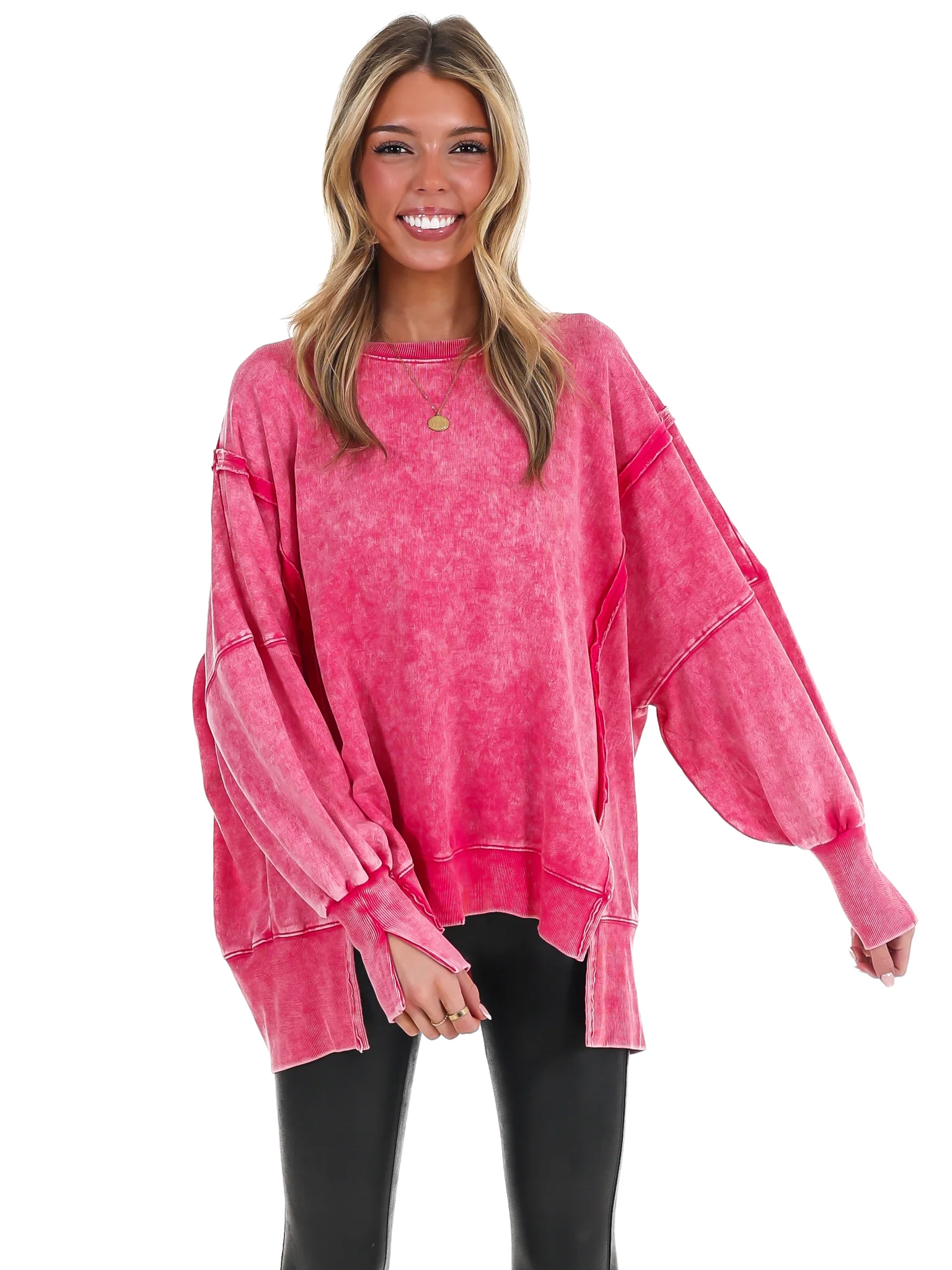 Lovely Life Acid Wash Sweatshirt - Image 82