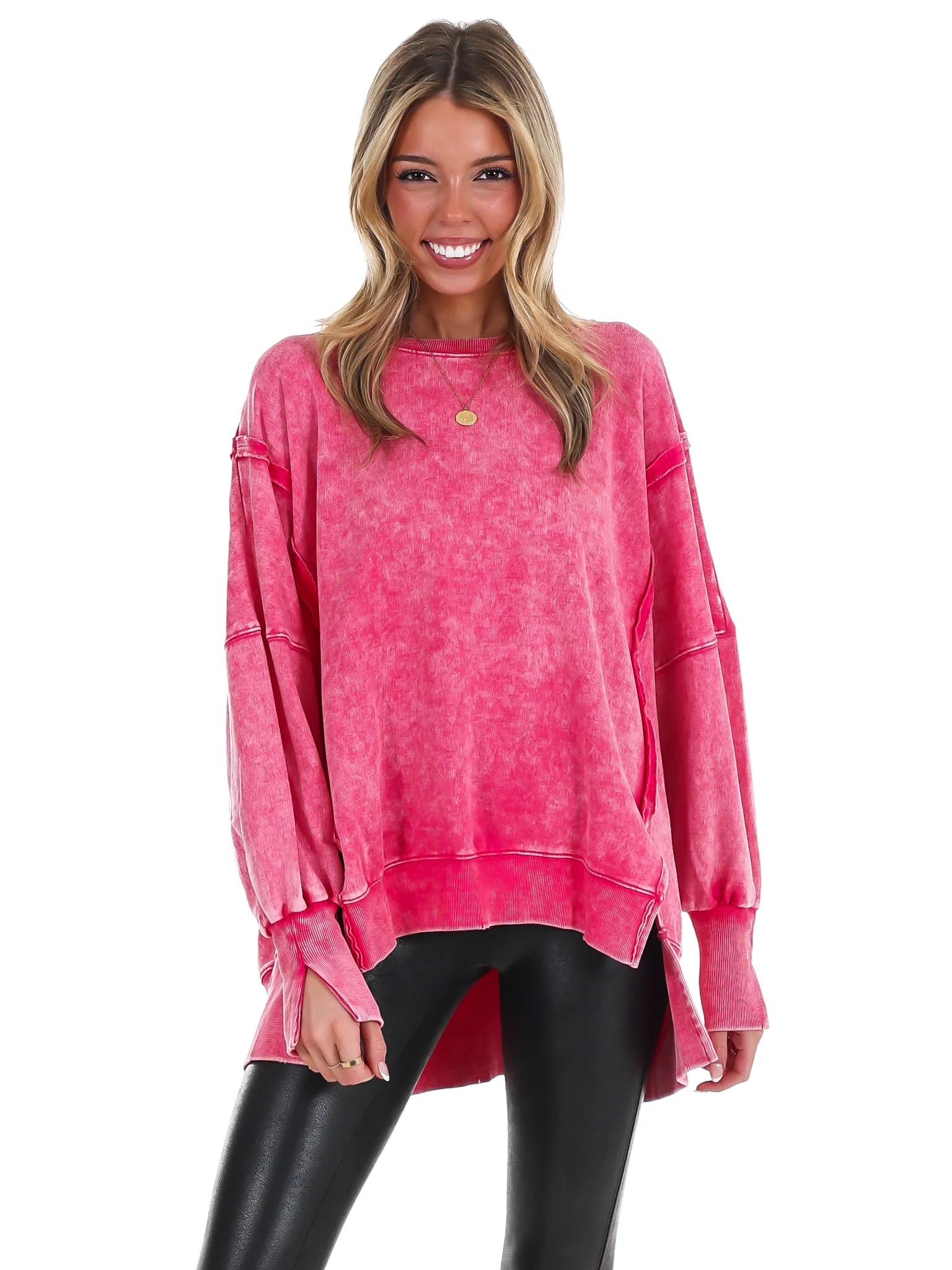 Lovely Life Acid Wash Sweatshirt - Image 84
