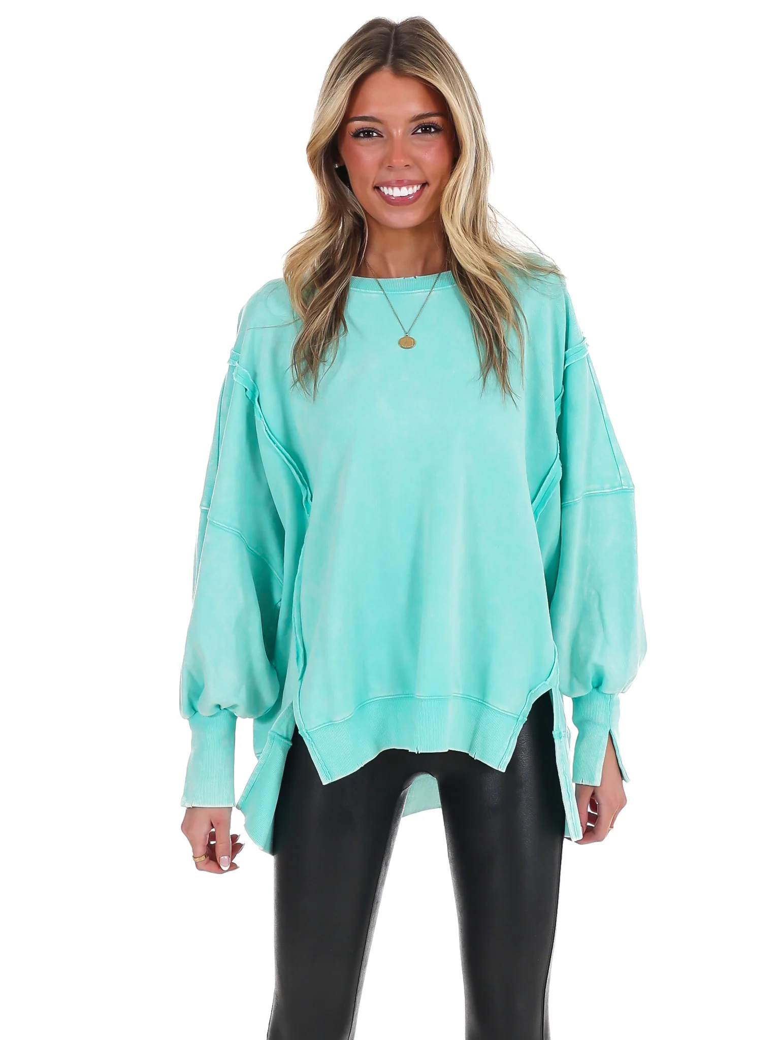 Lovely Life Acid Wash Sweatshirt - Image 90