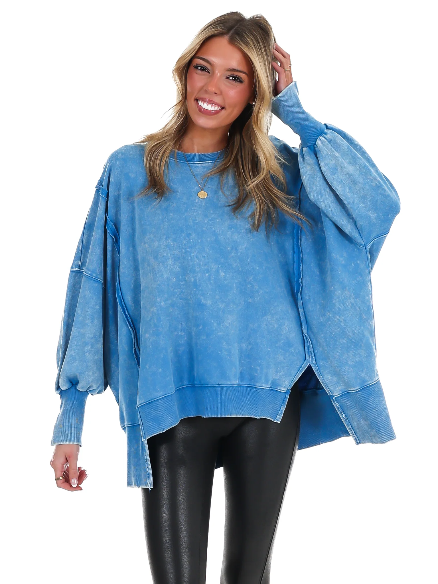 Lovely Life Acid Wash Sweatshirt - Image 94