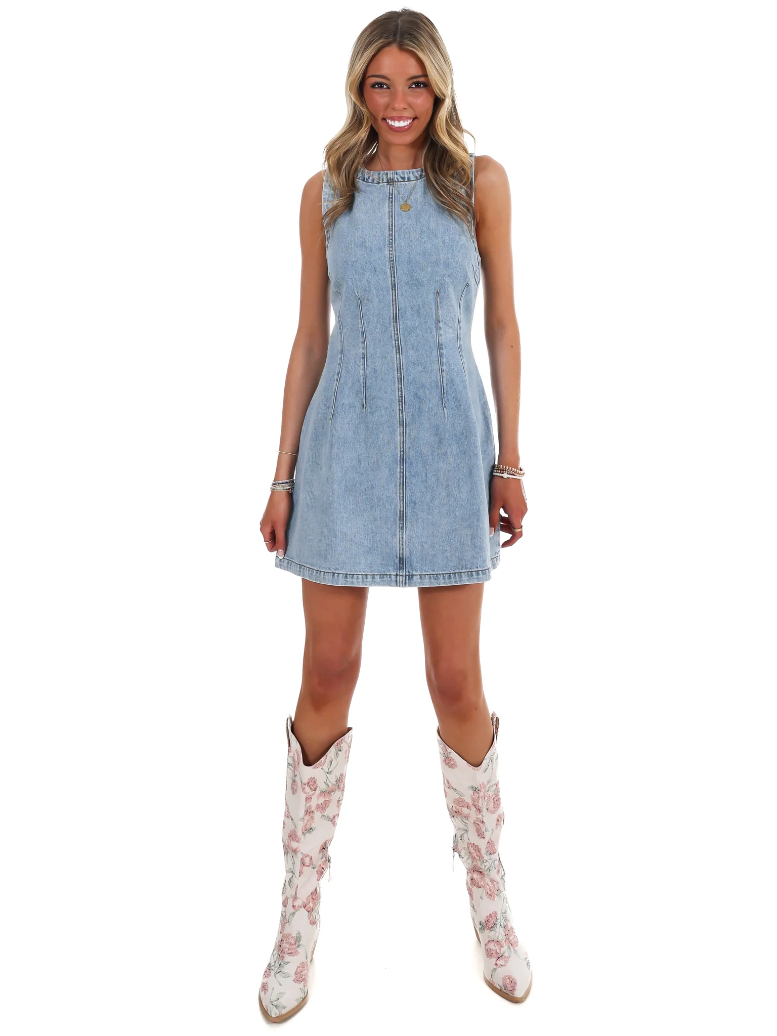 Lucky to Have You Denim Mini Dress - Image 4