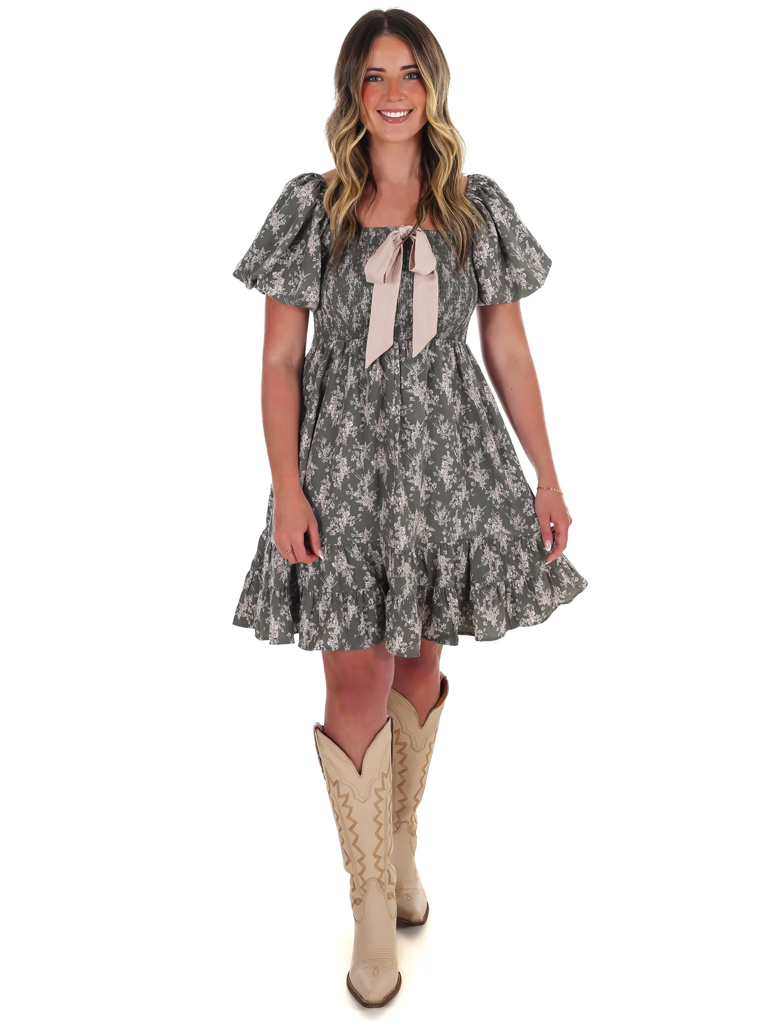 Maple Whisper Floral Mini Dress - Image 2