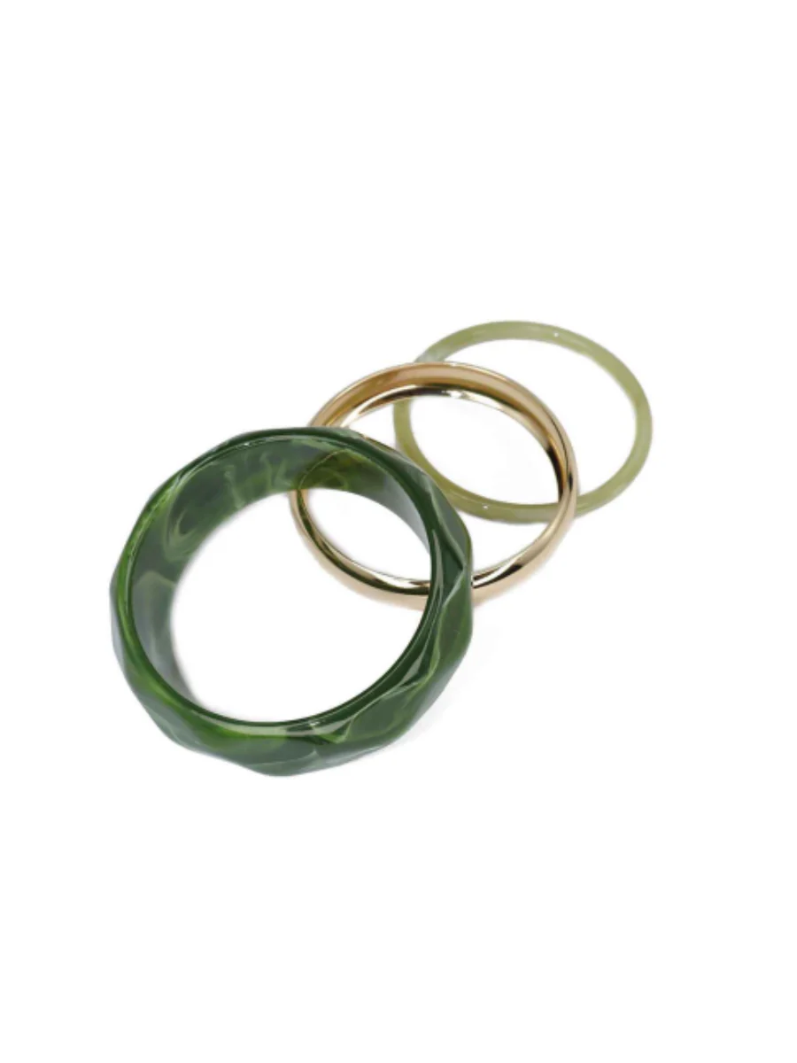 Marble Metal 3 Piece Bangle Bracelet Set - Image 3