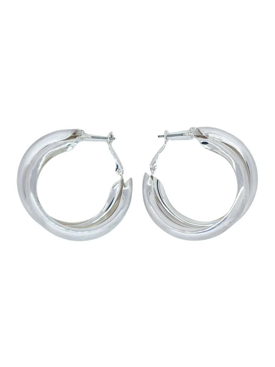 Matte Thick Medium Hoop Earrings - Image 2