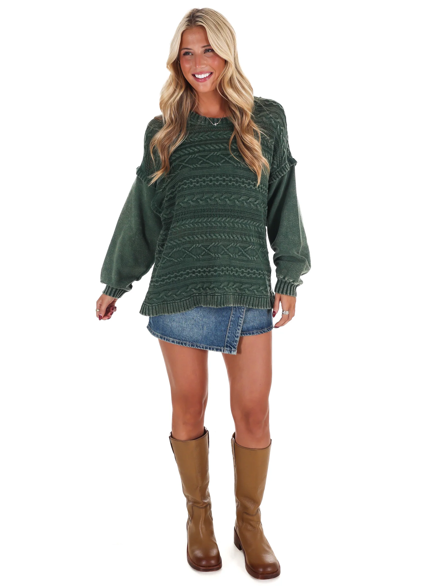 Meadow Breeze Cable Knit Contrast Sweater - Image 4