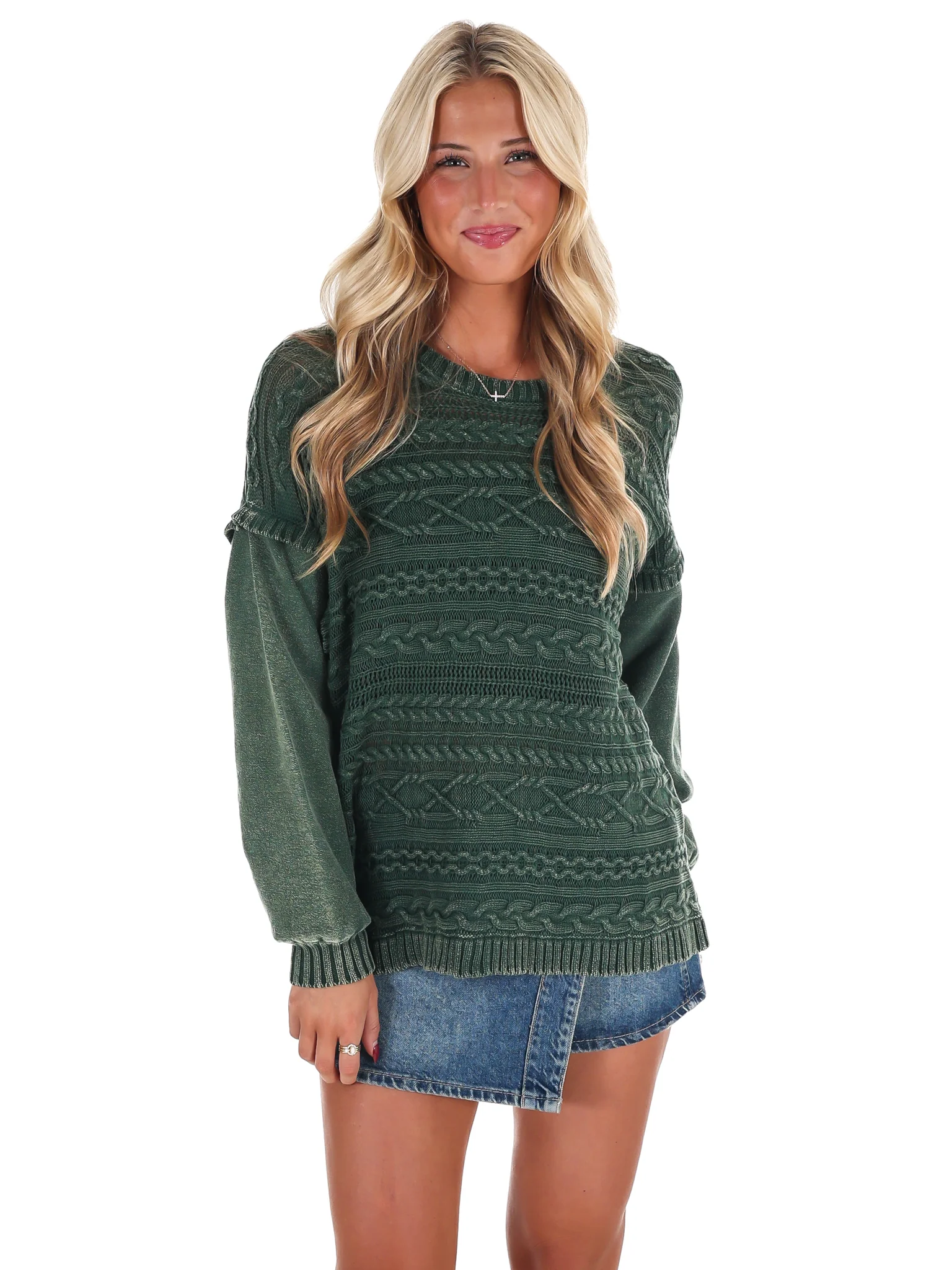 Meadow Breeze Cable Knit Contrast Sweater - Image 5