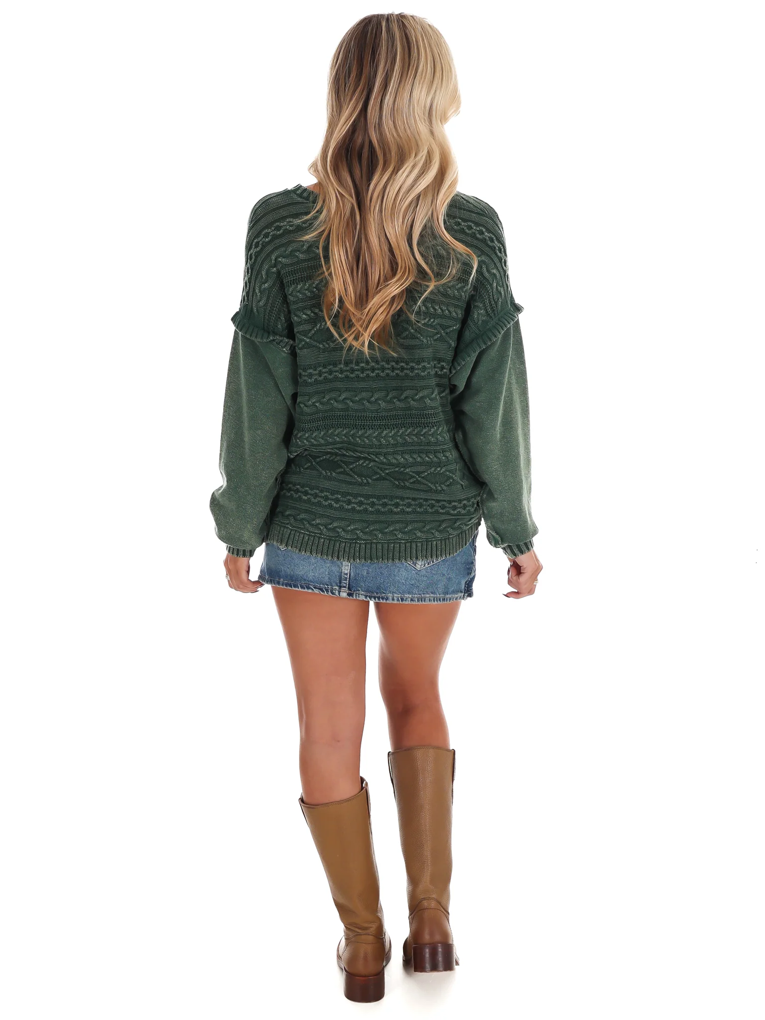 Meadow Breeze Cable Knit Contrast Sweater - Image 8
