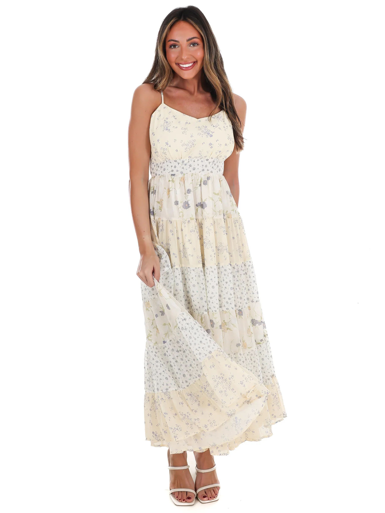 Meadow Inspired Mixed Floral Midi Dress - Image 3