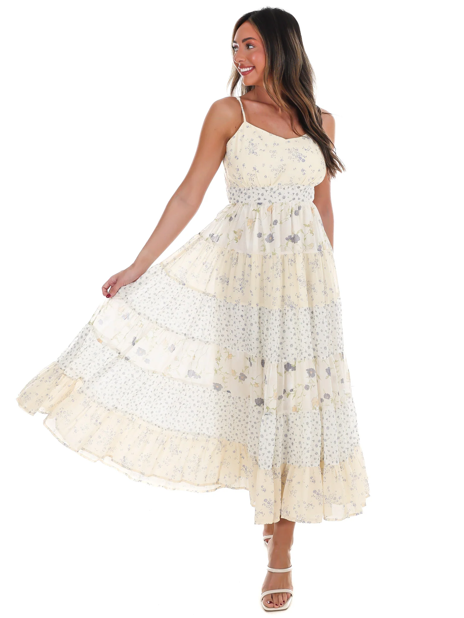 Meadow Inspired Mixed Floral Midi Dress - Image 6
