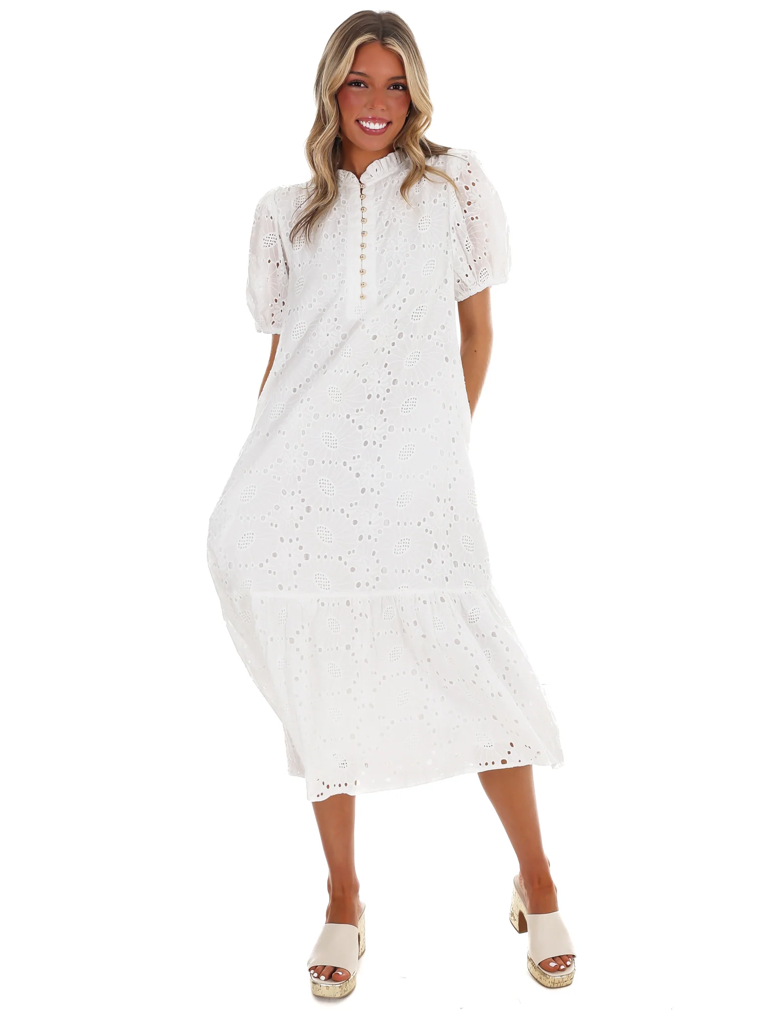 Meant to Be Eyelet Midi Dress - Image 12