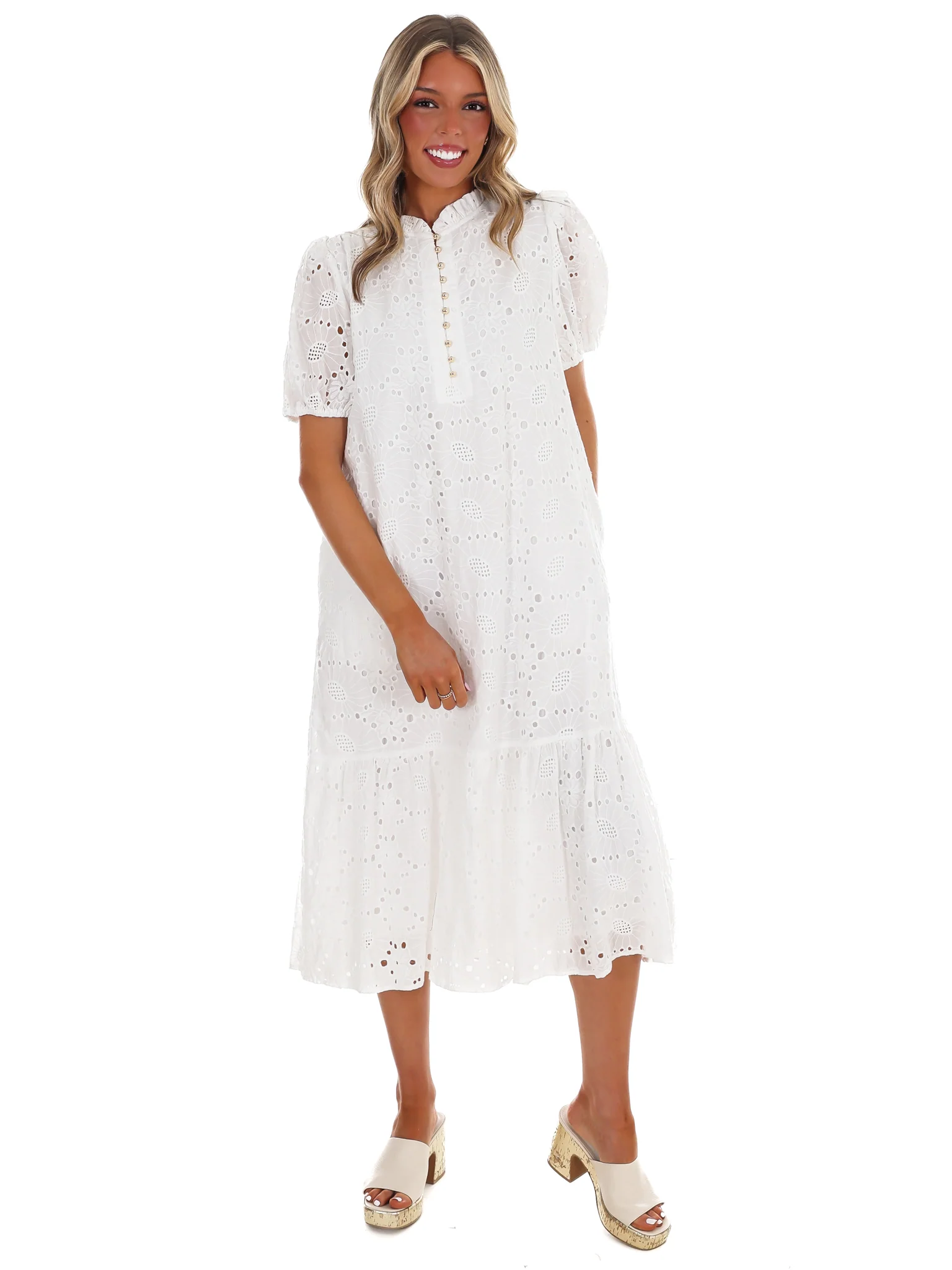 Meant to Be Eyelet Midi Dress - Image 15