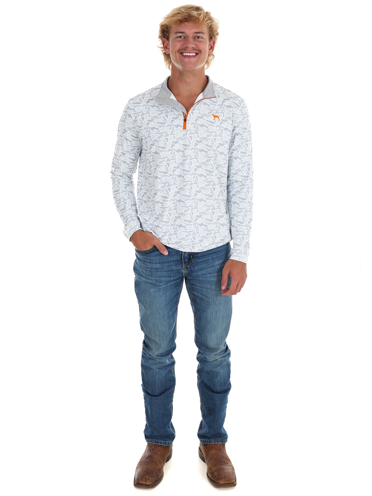 Men's Grey Camo 1/4 Zip Pullover - Image 4