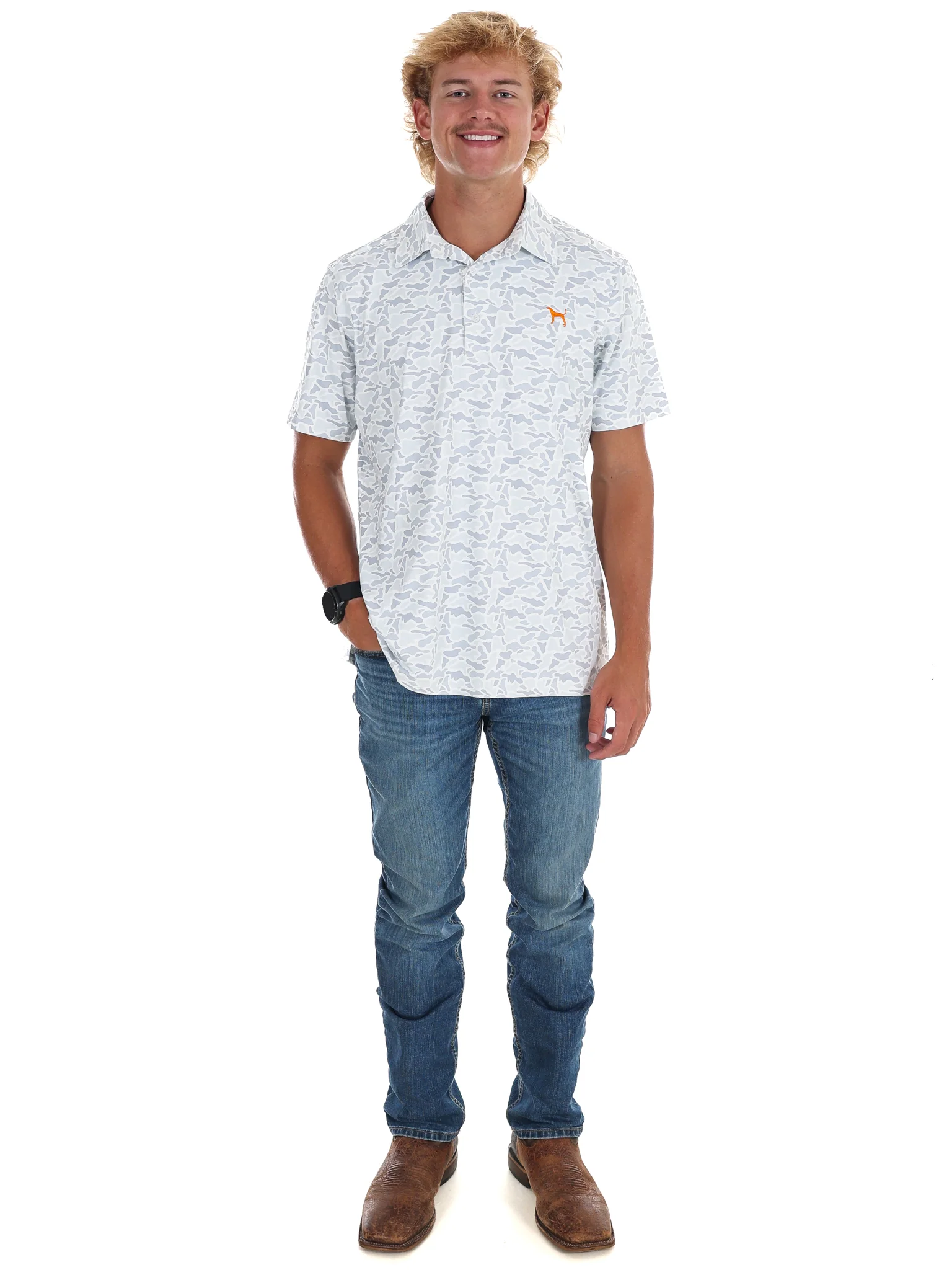 Men's Grey Camo Hound Dog Polo - Image 2