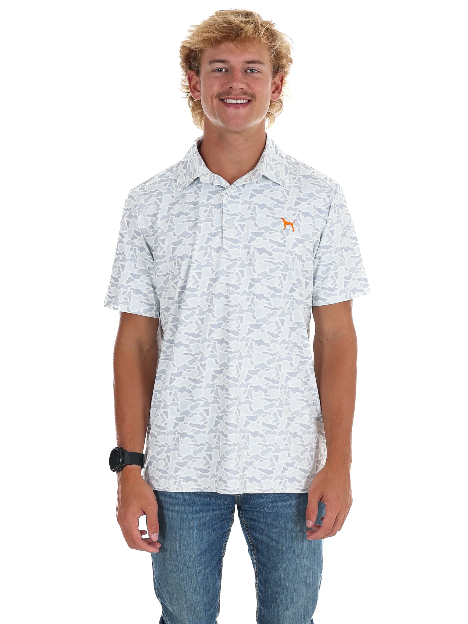Men's Grey Camo Hound Dog Polo - Image 3