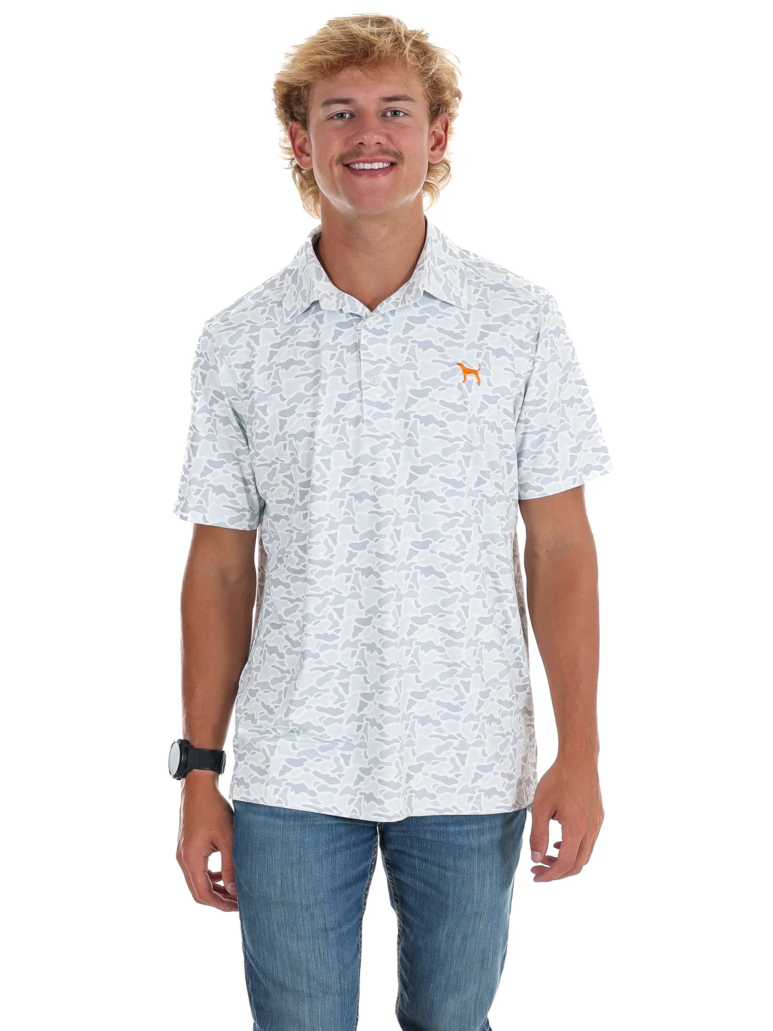 Men's Grey Camo Hound Dog Polo - Image 5