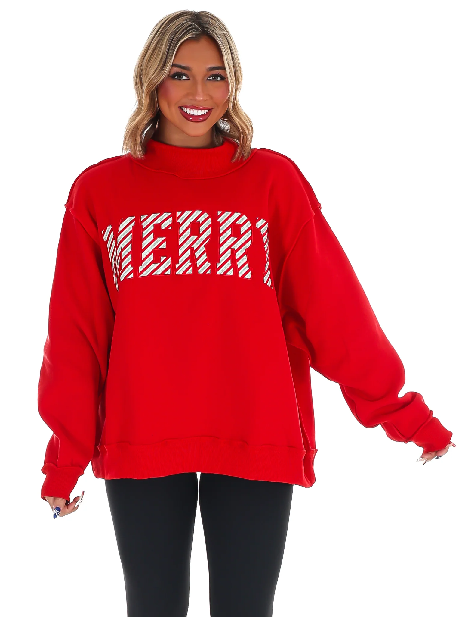 Merry Embroidered Mock Neck Sweatshirt - Image 7