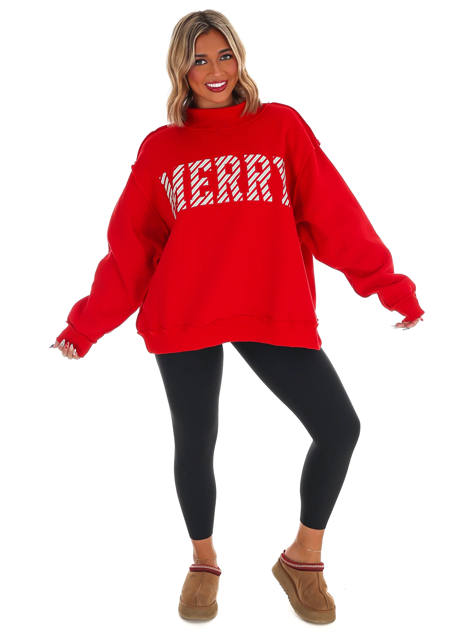 Merry Embroidered Mock Neck Sweatshirt - Image 9