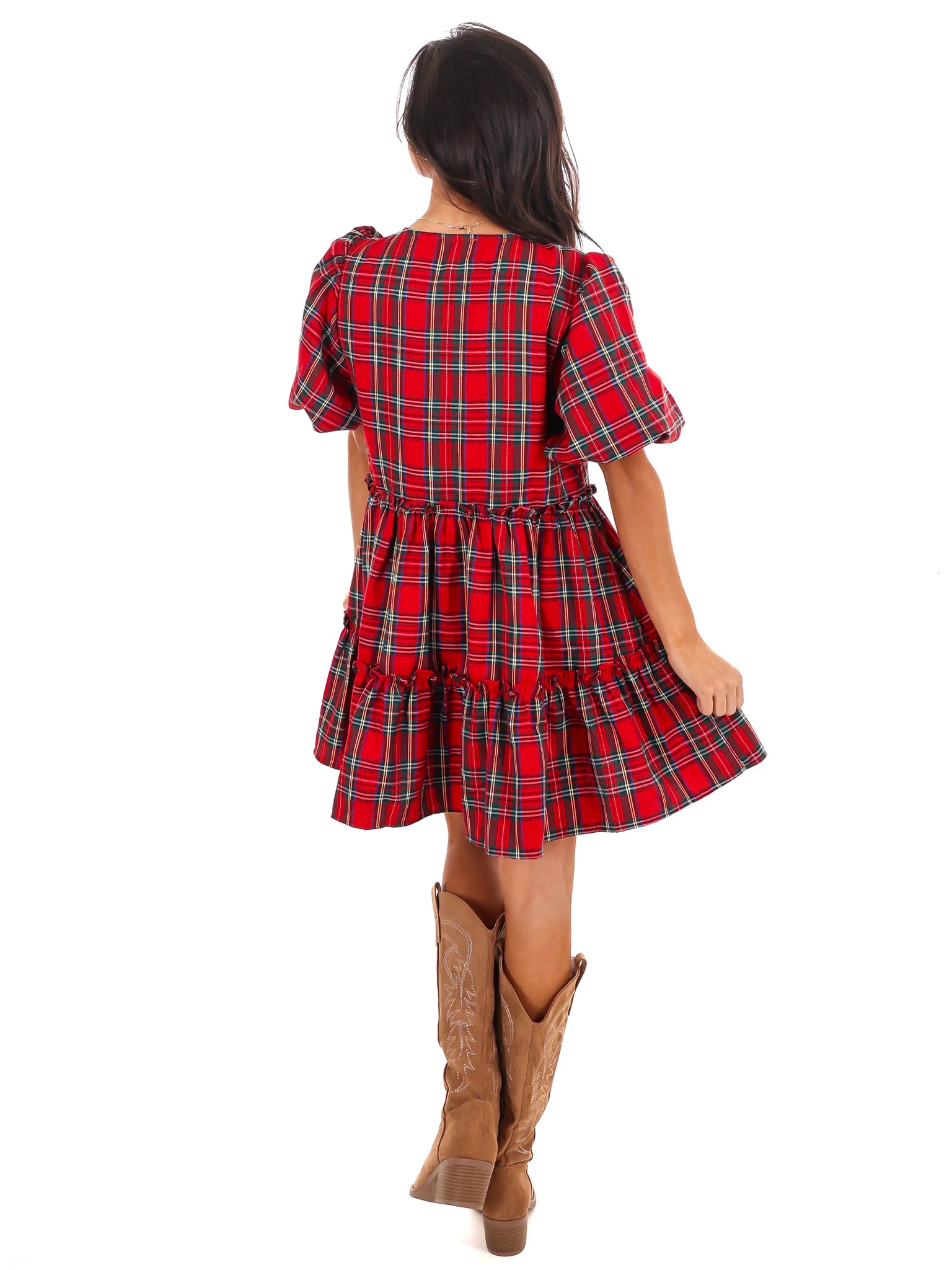 Merry Magic Plaid Mini Dress - Image 8