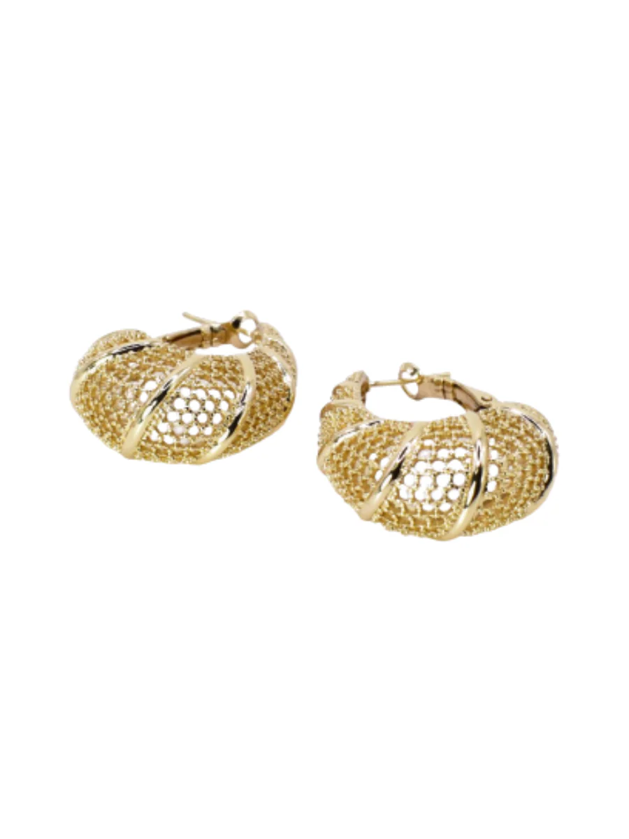 Mesh Pattern Hoop Earrings
