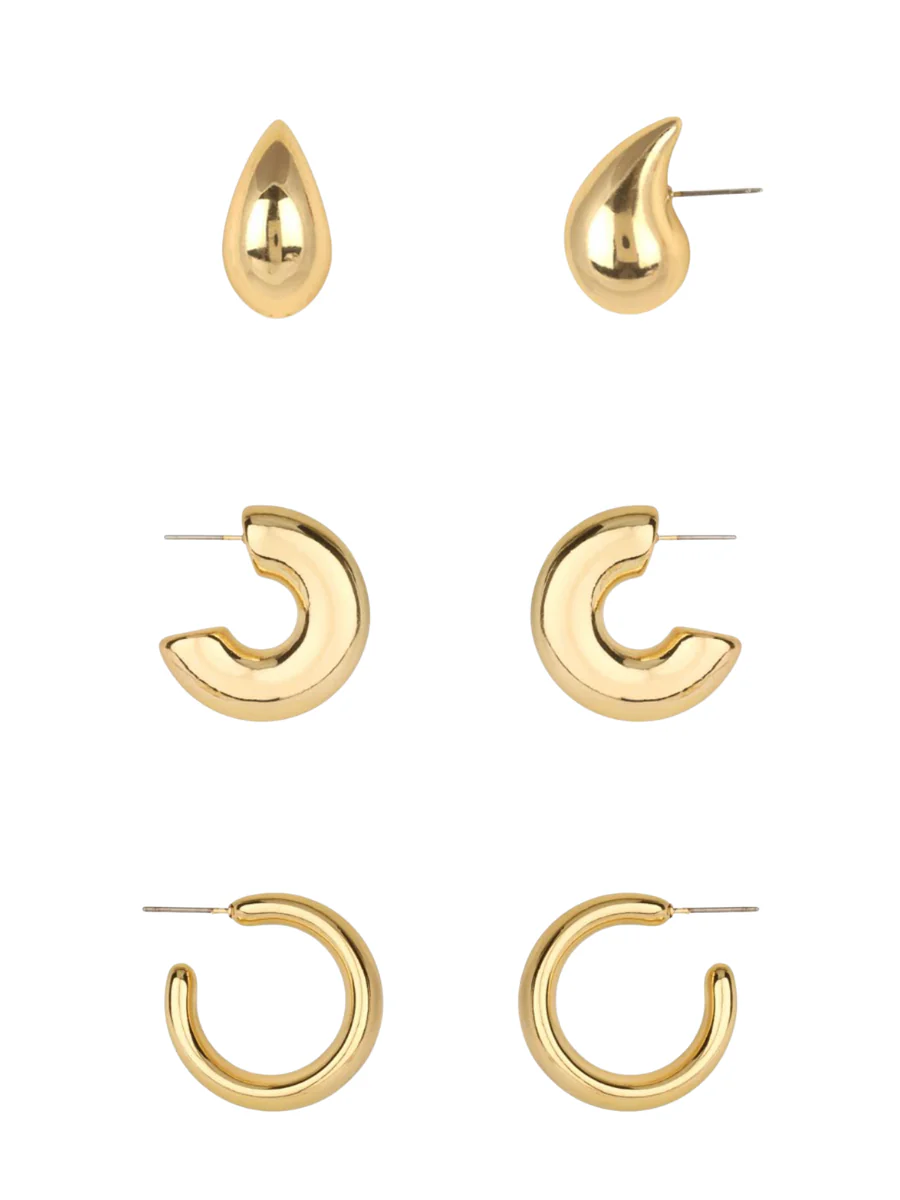 Metal 3 Pair Hoop Earring Set