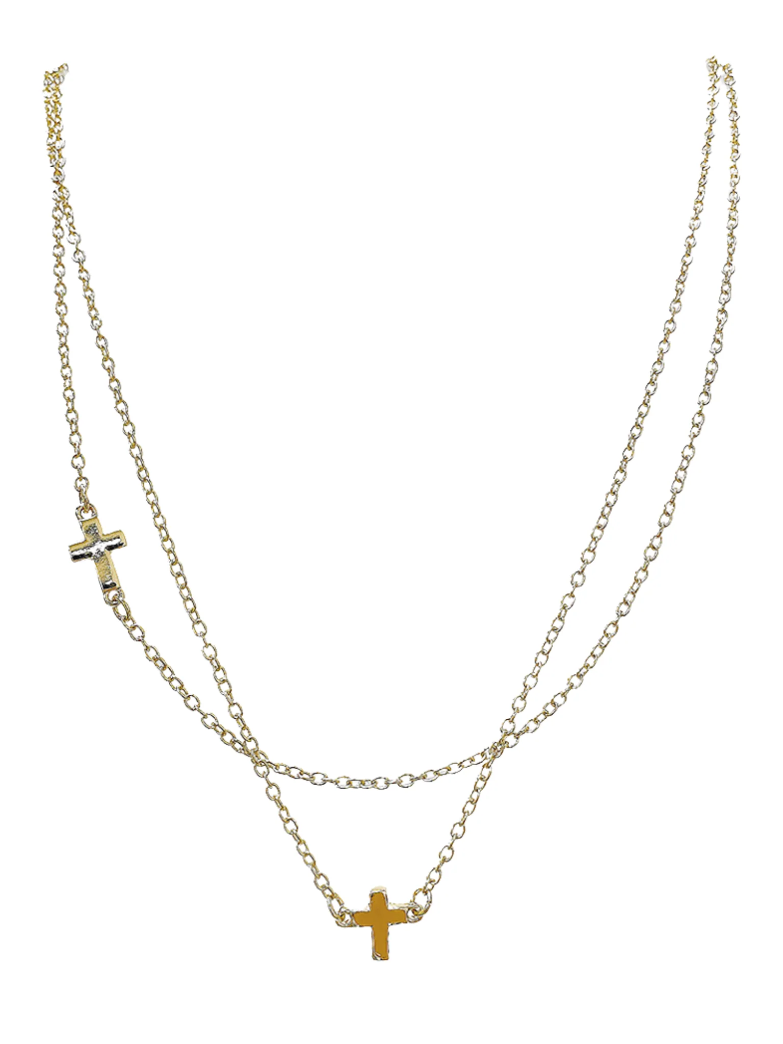 Metal Cross Layered Necklace
