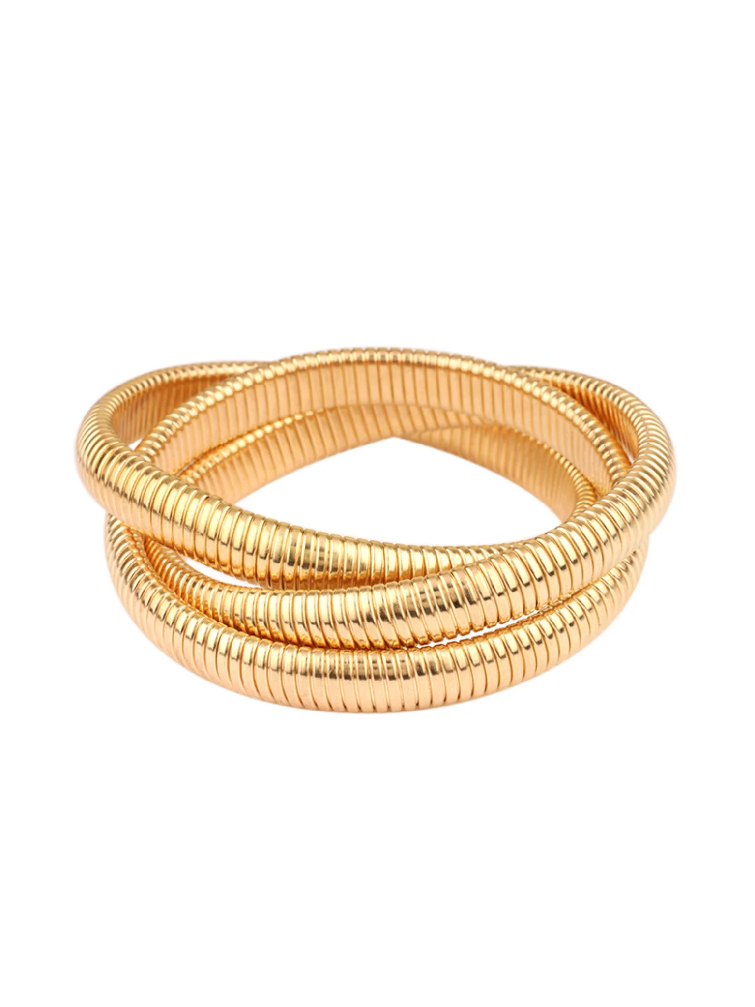 Metal Herringbone Layered Bangle Bracelet - Image 2