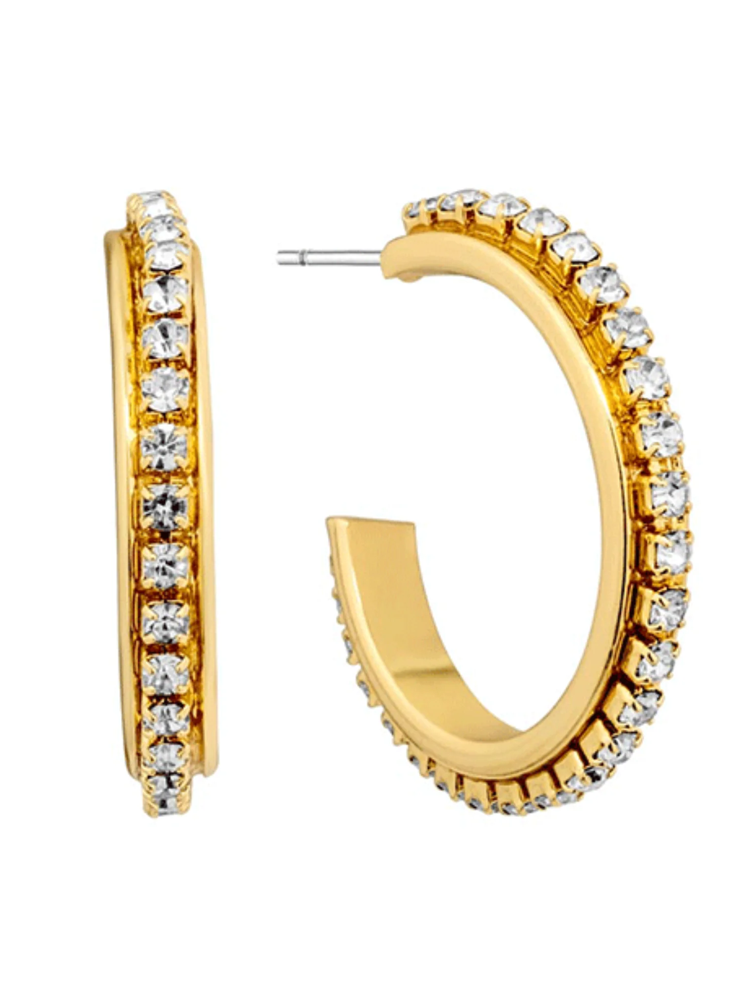 Metal with Crystal Hoop Earrings